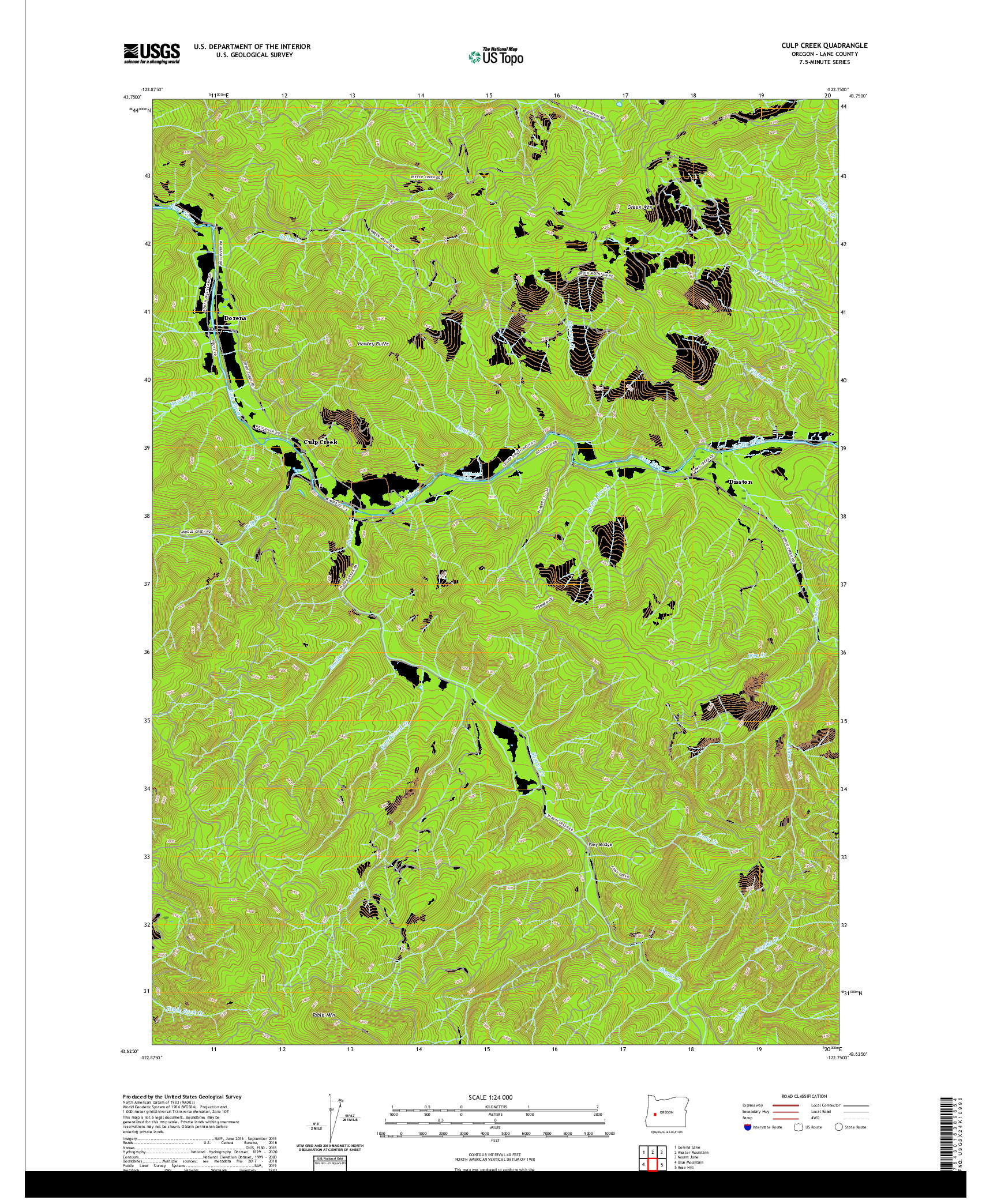 USGS US TOPO 7.5-MINUTE MAP FOR CULP CREEK, OR 2020