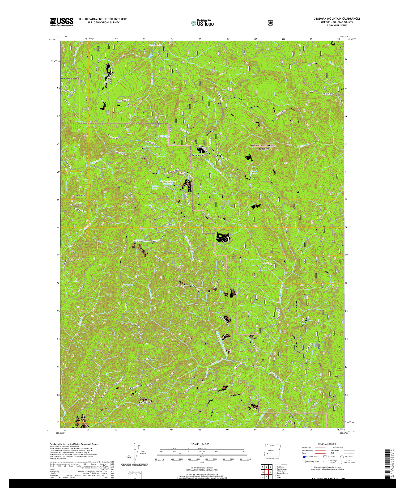 USGS US TOPO 7.5-MINUTE MAP FOR DEADMAN MOUNTAIN, OR 2020