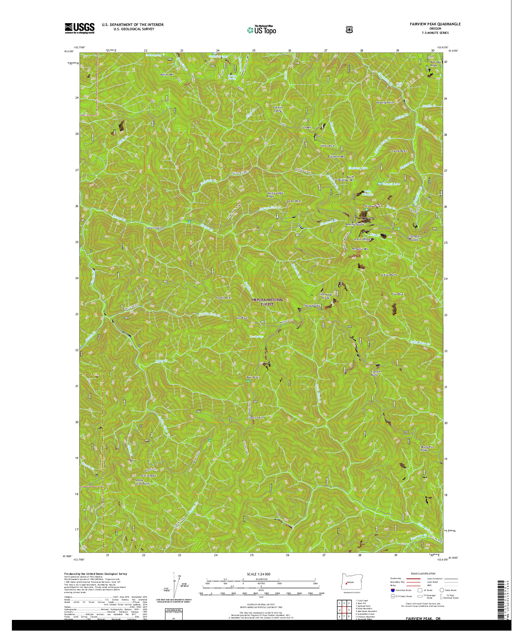 USGS US TOPO 7.5-MINUTE MAP FOR FAIRVIEW PEAK, OR 2020