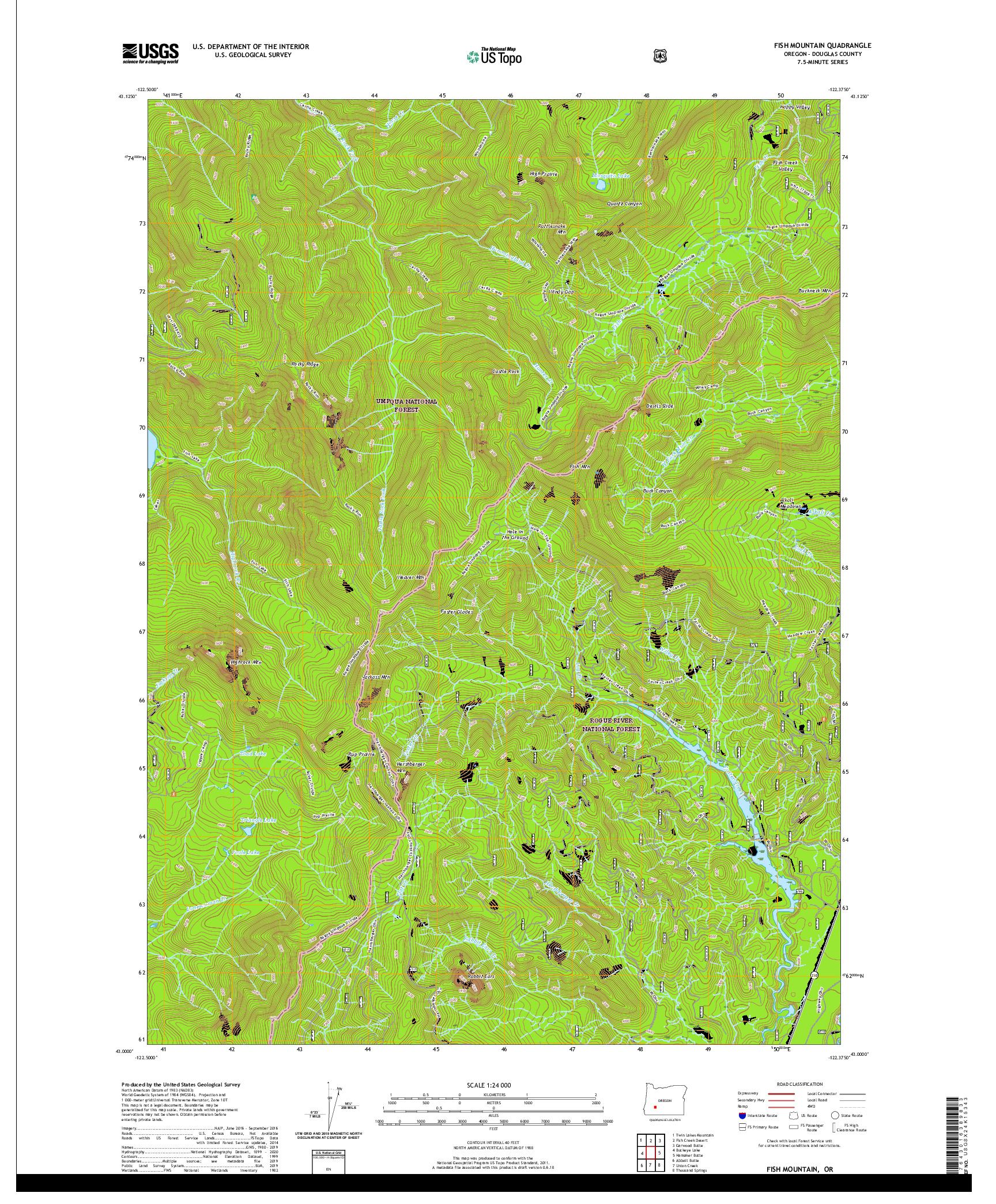 USGS US TOPO 7.5-MINUTE MAP FOR FISH MOUNTAIN, OR 2020