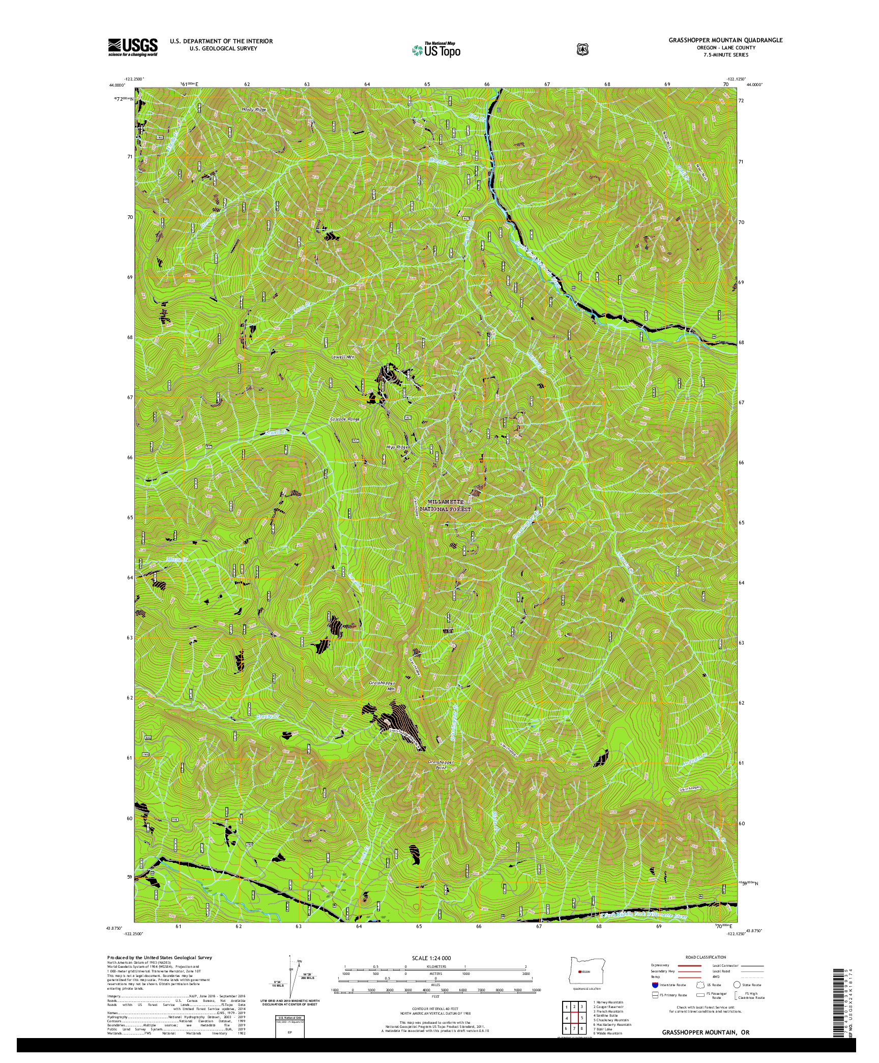USGS US TOPO 7.5-MINUTE MAP FOR GRASSHOPPER MOUNTAIN, OR 2020