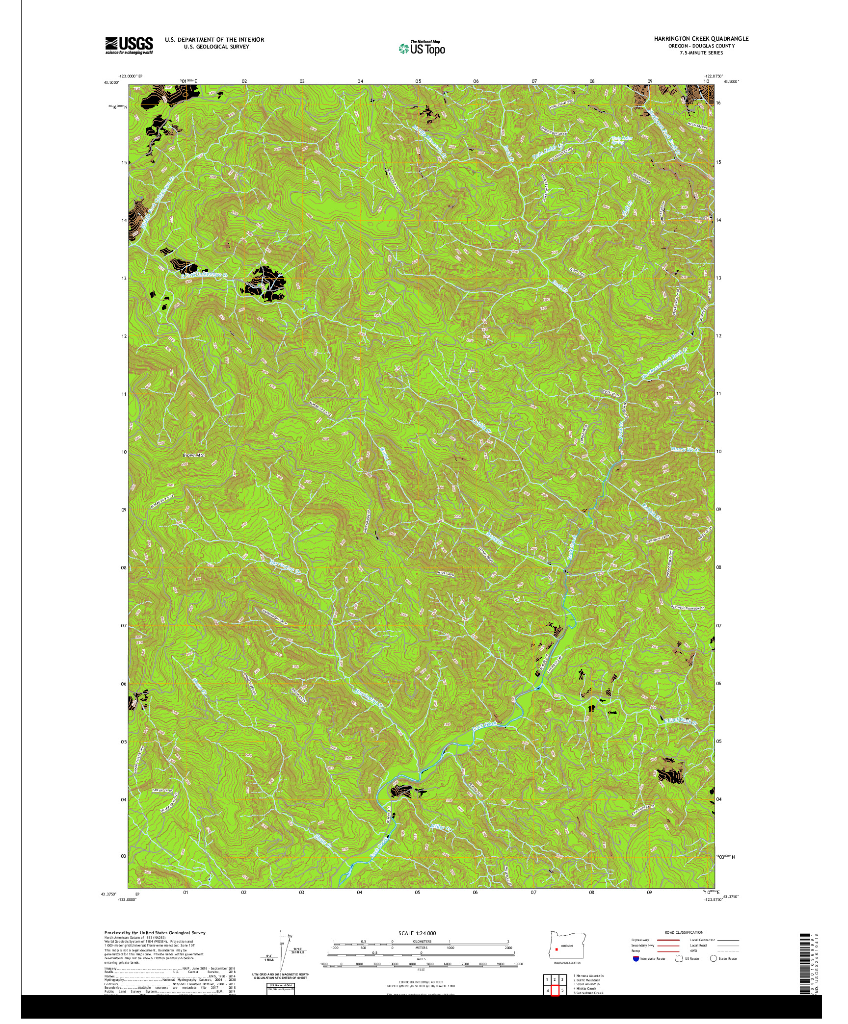 USGS US TOPO 7.5-MINUTE MAP FOR HARRINGTON CREEK, OR 2020