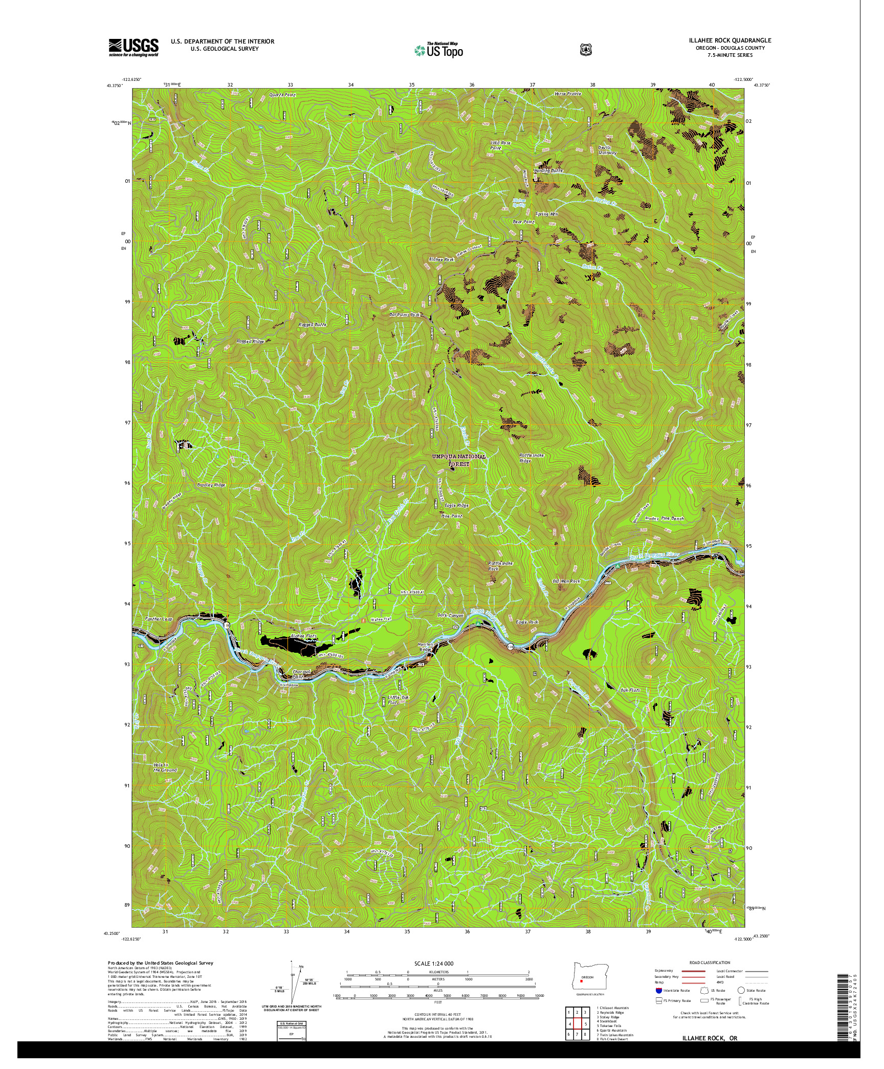 USGS US TOPO 7.5-MINUTE MAP FOR ILLAHEE ROCK, OR 2020