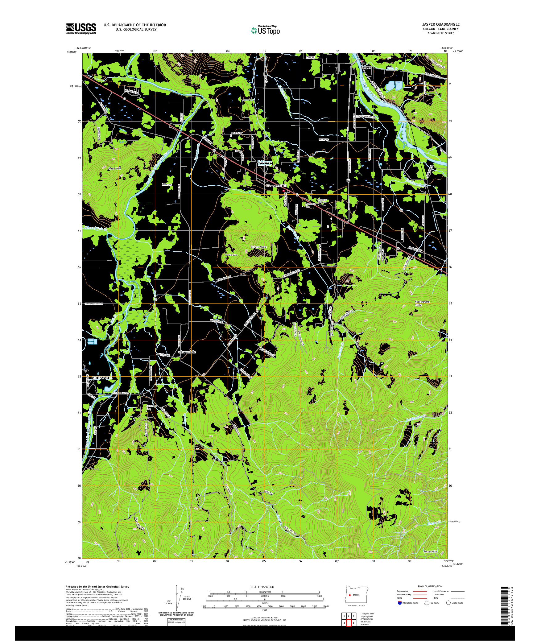 USGS US TOPO 7.5-MINUTE MAP FOR JASPER, OR 2020