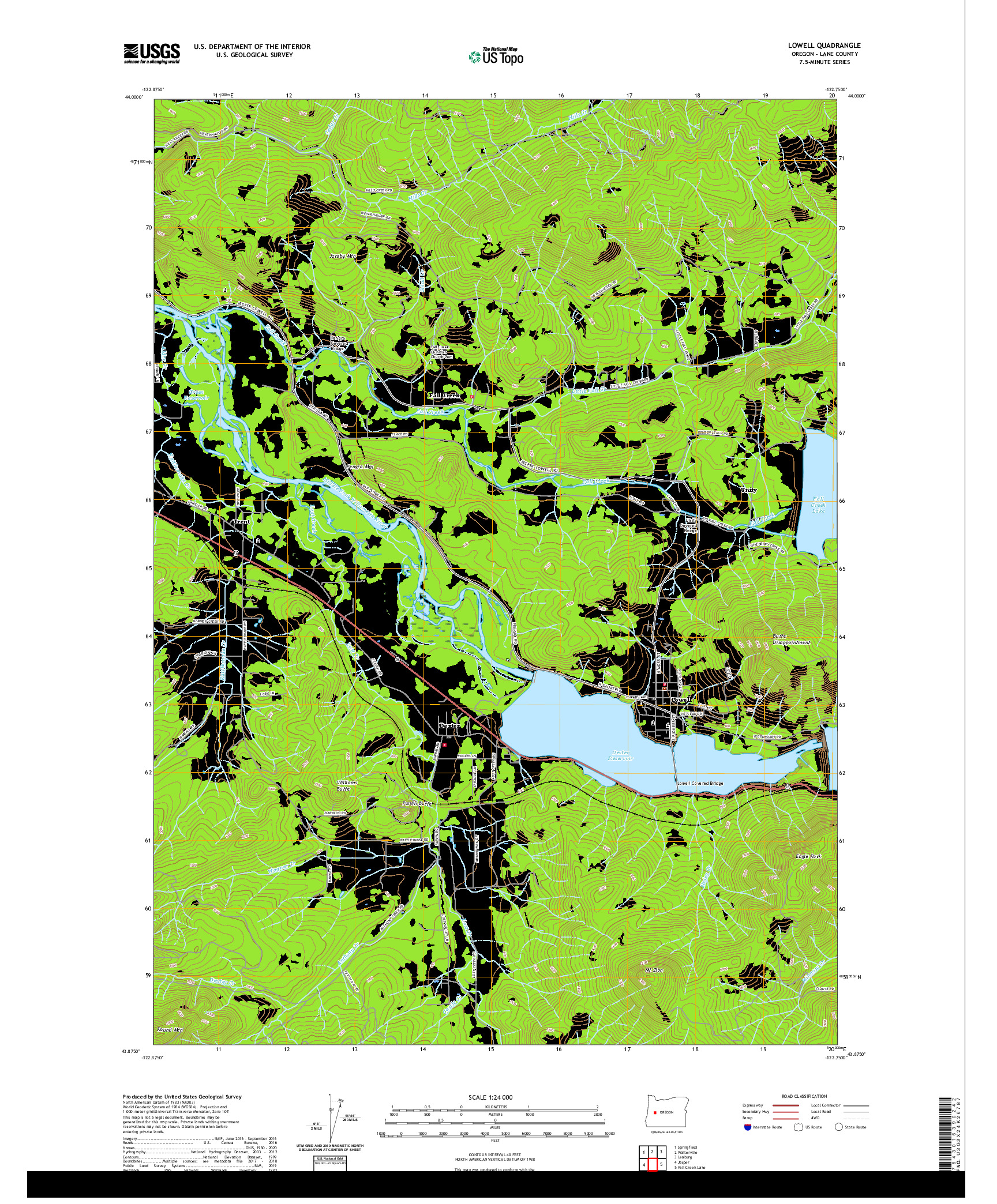 USGS US TOPO 7.5-MINUTE MAP FOR LOWELL, OR 2020