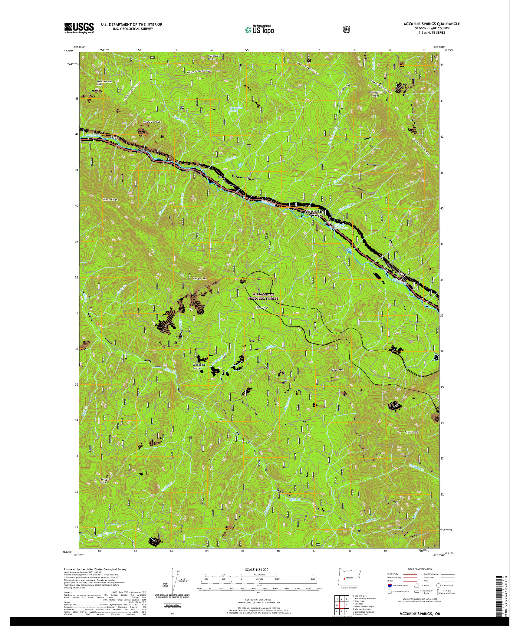 USGS US TOPO 7.5-MINUTE MAP FOR MCCREDIE SPRINGS, OR 2020