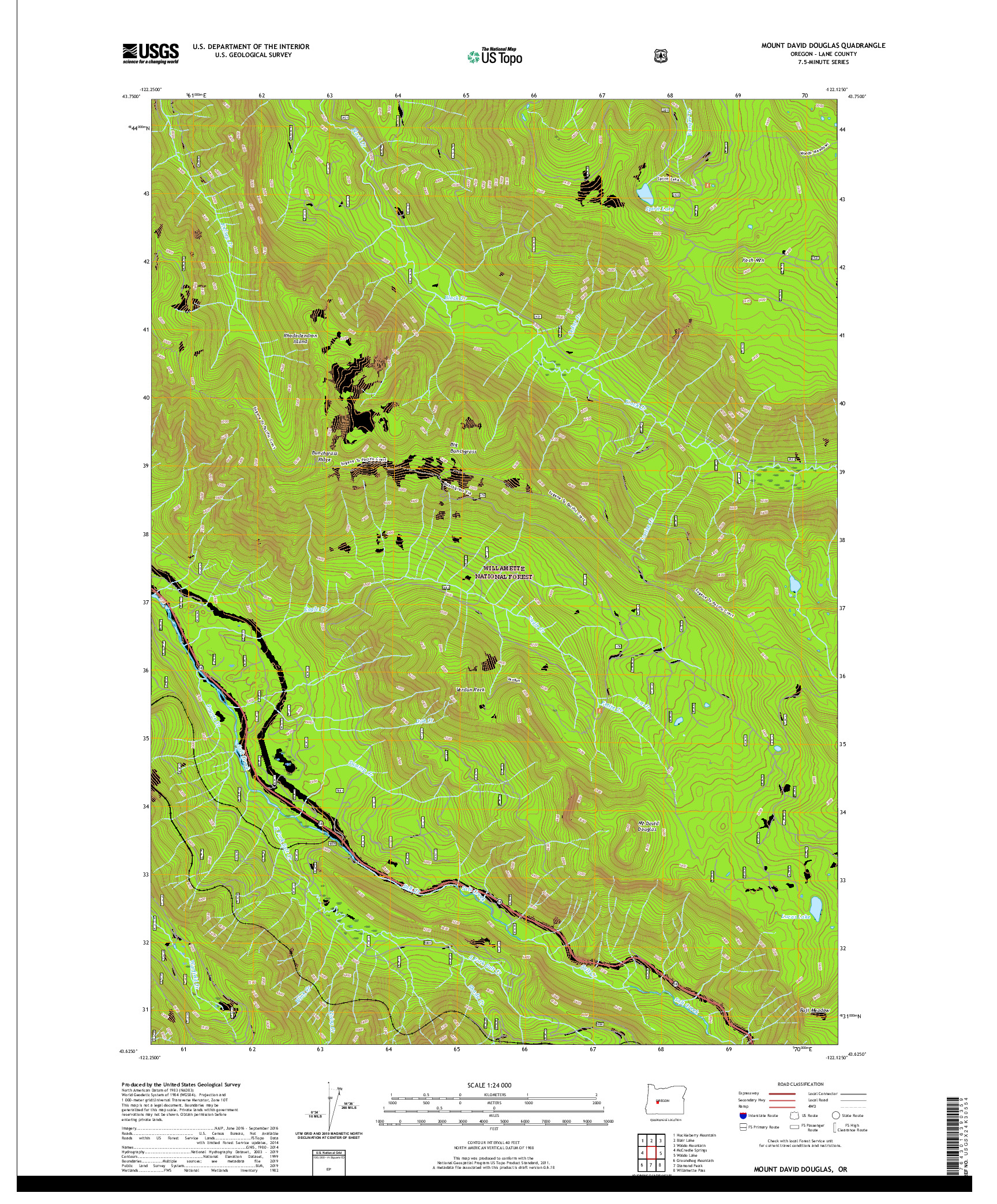 USGS US TOPO 7.5-MINUTE MAP FOR MOUNT DAVID DOUGLAS, OR 2020