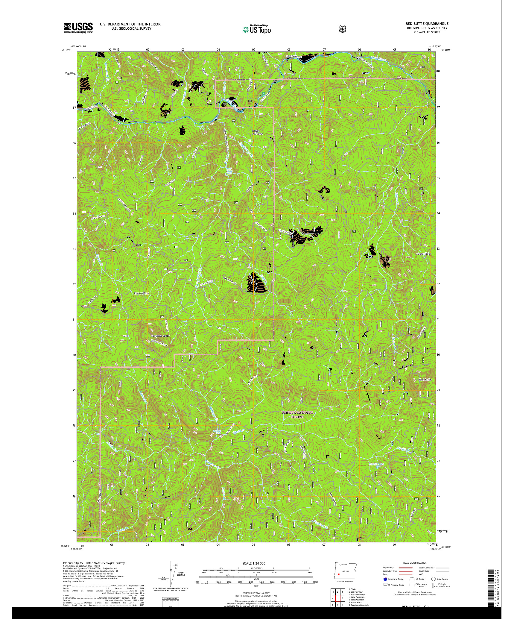 USGS US TOPO 7.5-MINUTE MAP FOR RED BUTTE, OR 2020