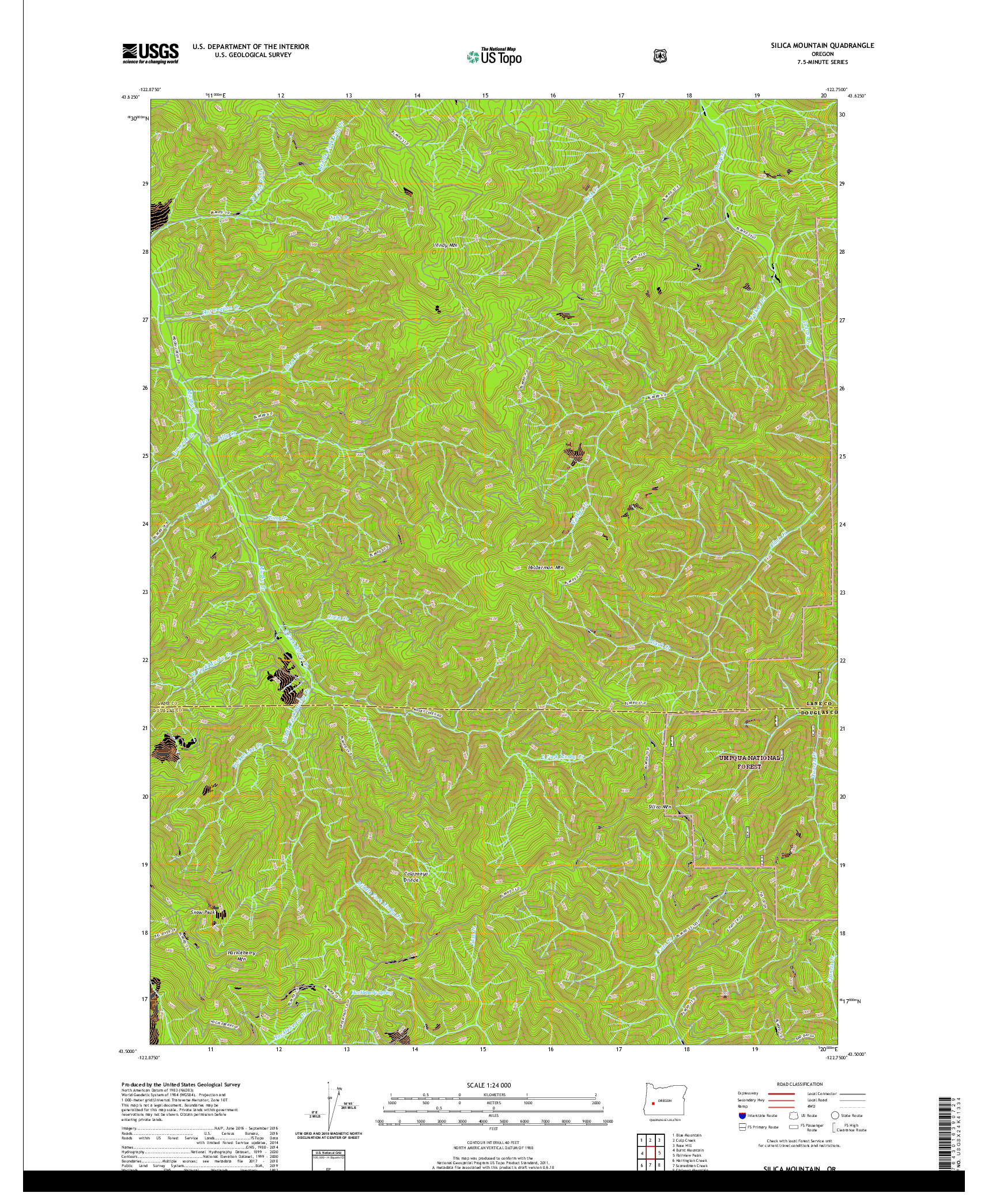 USGS US TOPO 7.5-MINUTE MAP FOR SILICA MOUNTAIN, OR 2020