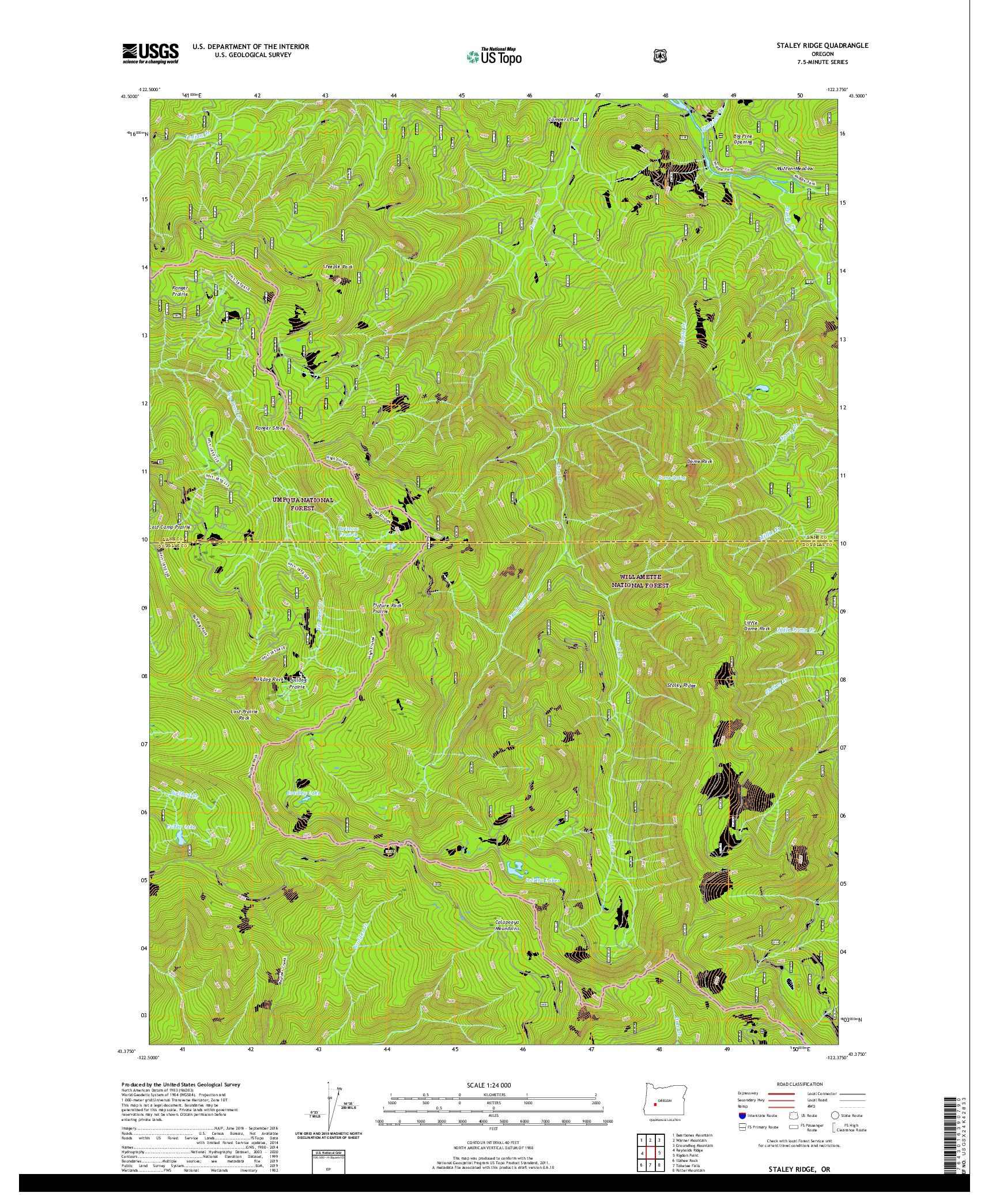 USGS US TOPO 7.5-MINUTE MAP FOR STALEY RIDGE, OR 2020