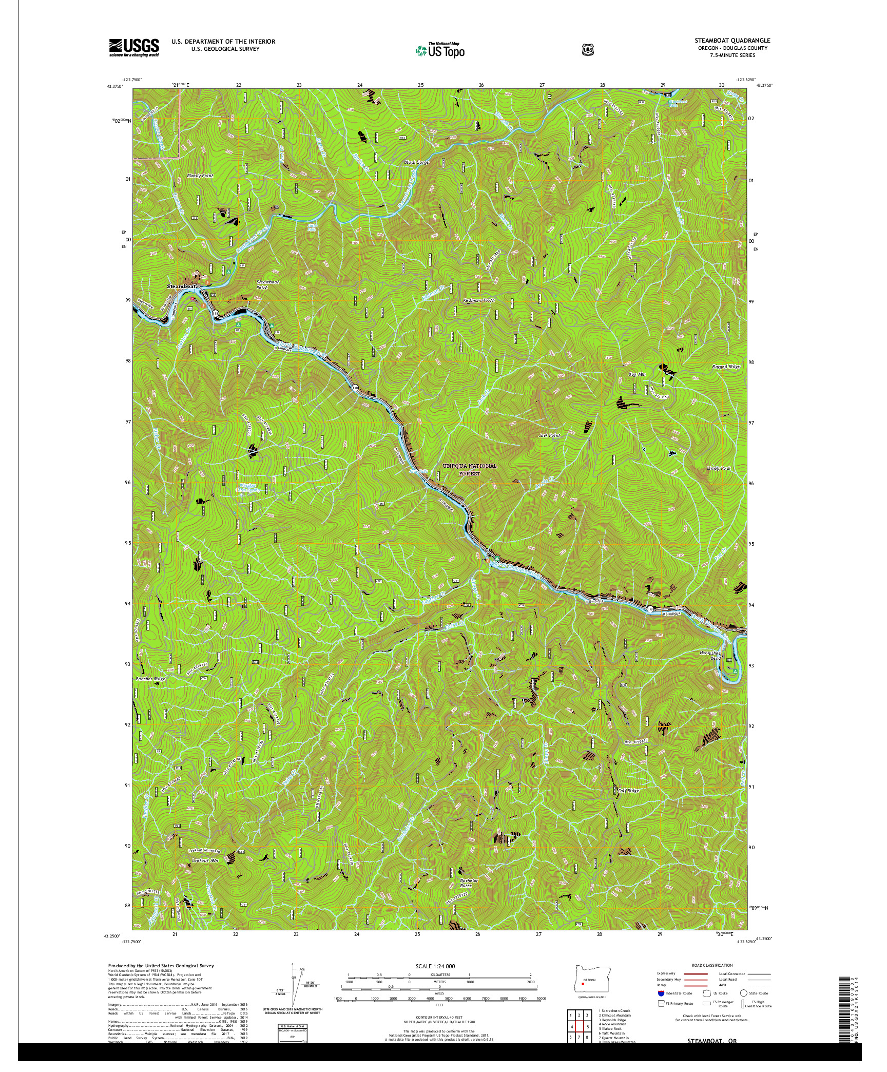 USGS US TOPO 7.5-MINUTE MAP FOR STEAMBOAT, OR 2020