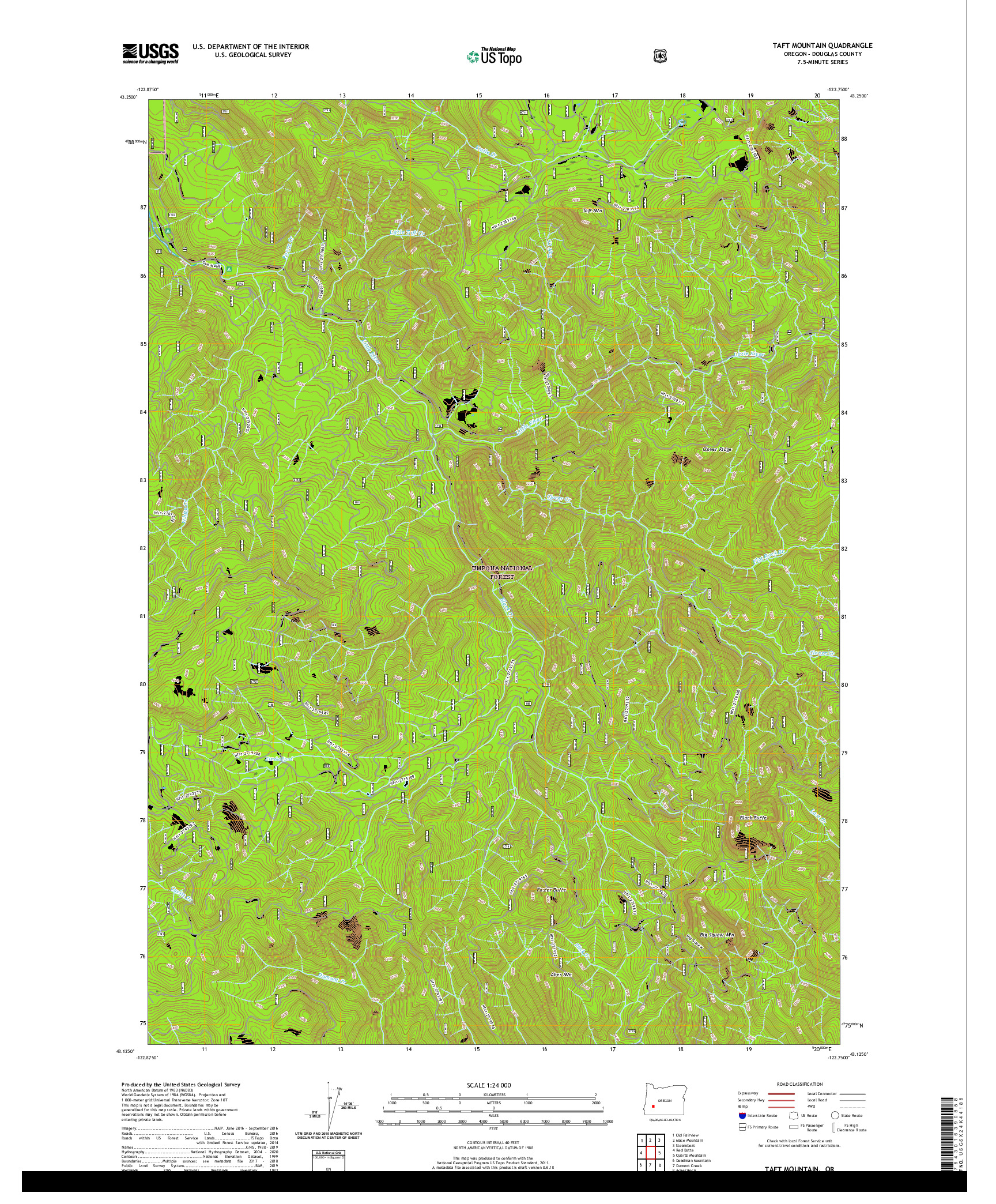 USGS US TOPO 7.5-MINUTE MAP FOR TAFT MOUNTAIN, OR 2020
