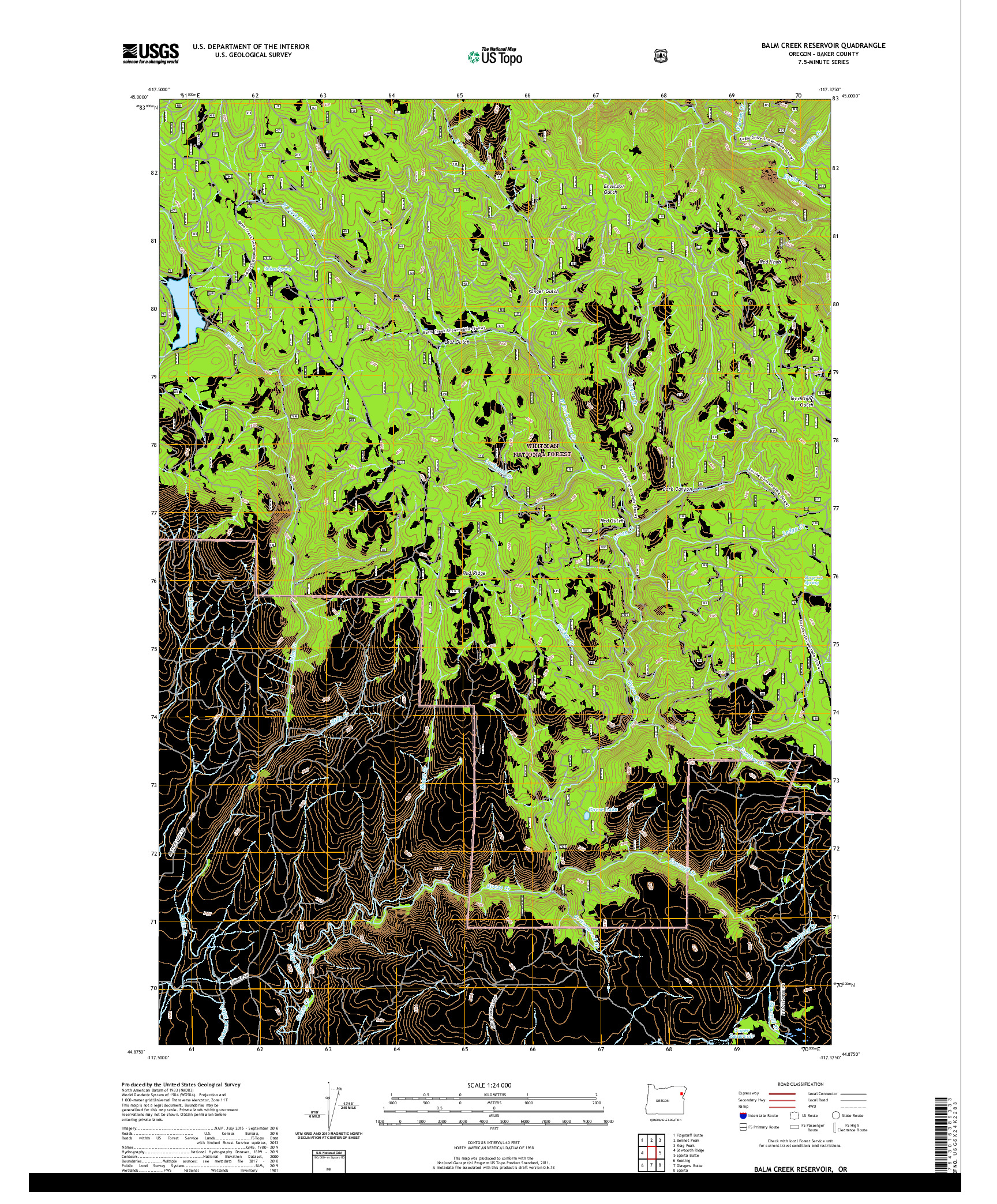 USGS US TOPO 7.5-MINUTE MAP FOR BALM CREEK RESERVOIR, OR 2020