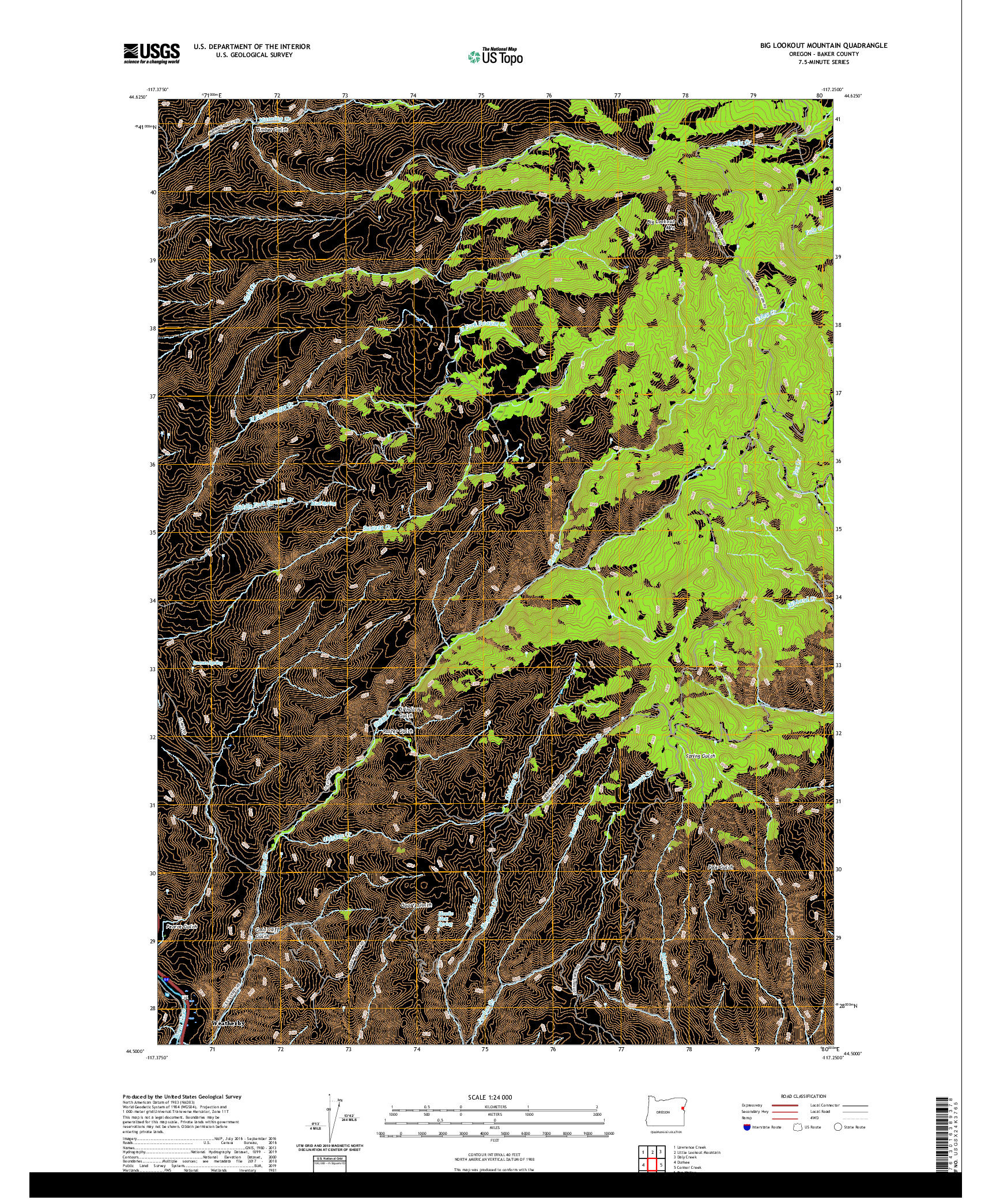 USGS US TOPO 7.5-MINUTE MAP FOR BIG LOOKOUT MOUNTAIN, OR 2020