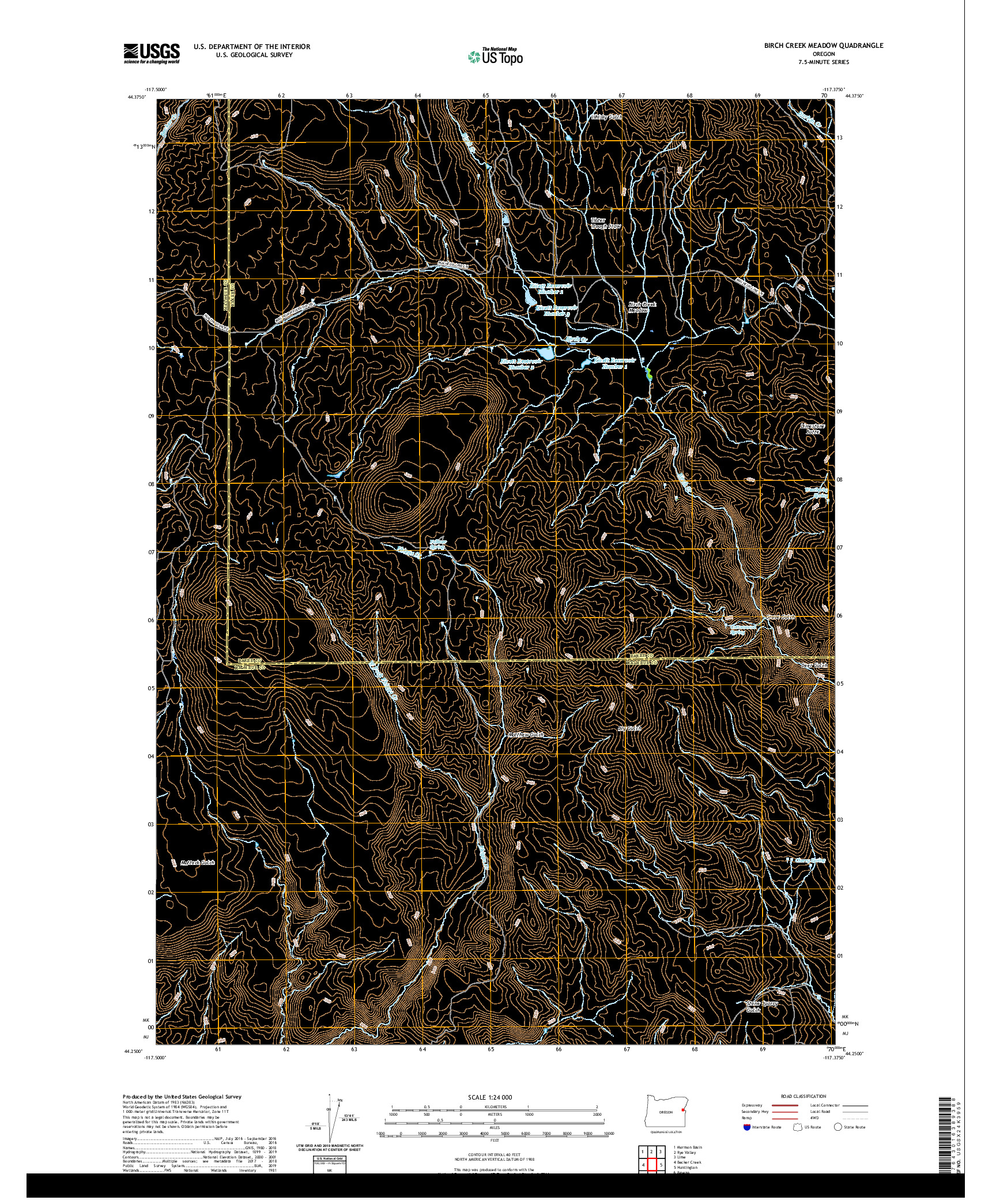 USGS US TOPO 7.5-MINUTE MAP FOR BIRCH CREEK MEADOW, OR 2020