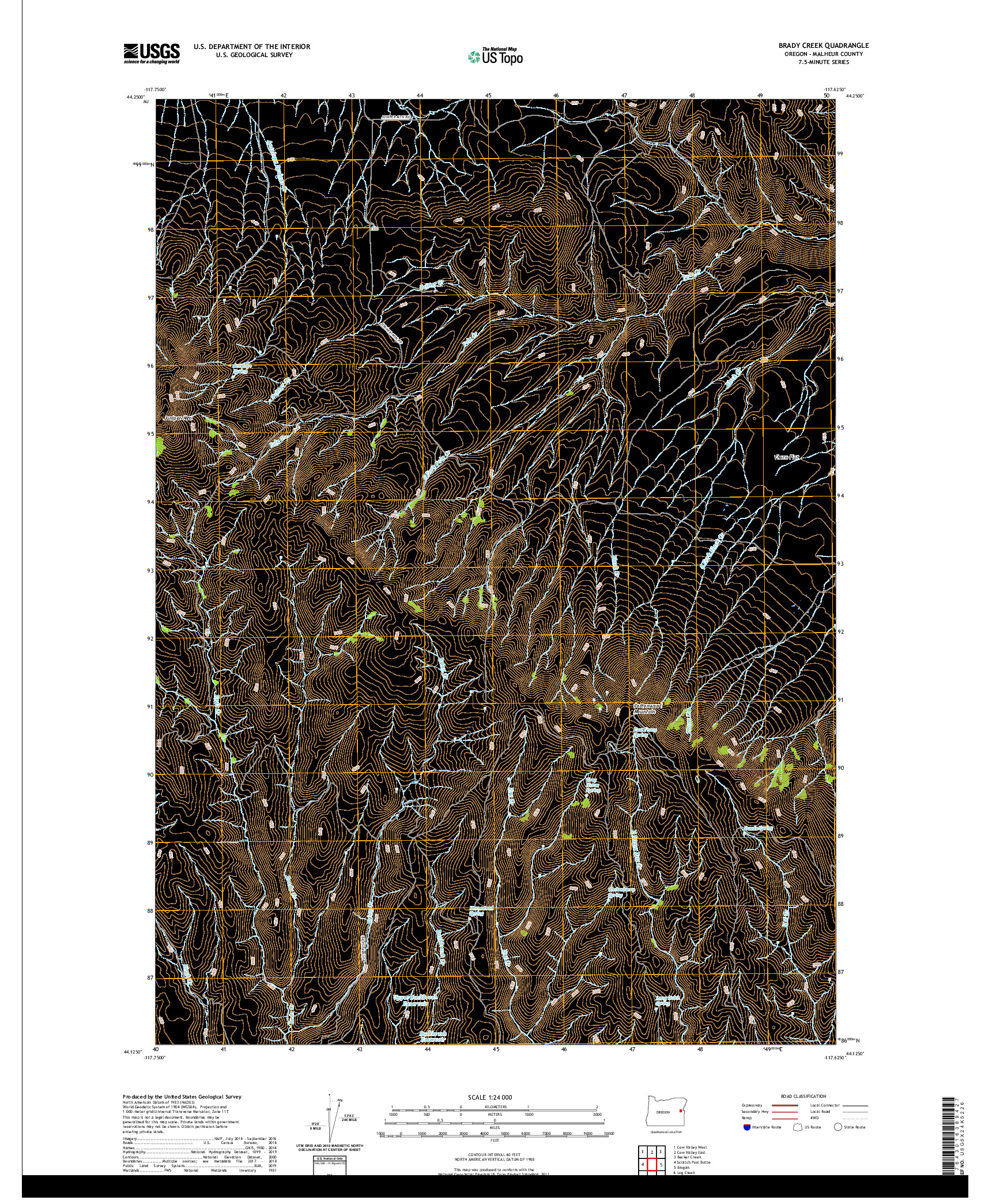 USGS US TOPO 7.5-MINUTE MAP FOR BRADY CREEK, OR 2020