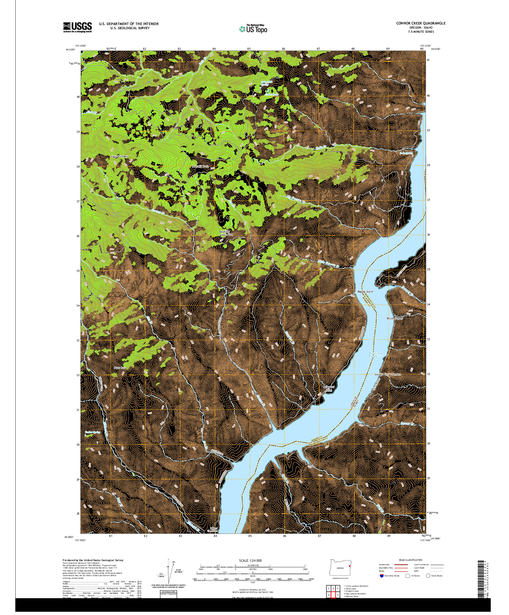 USGS US TOPO 7.5-MINUTE MAP FOR CONNOR CREEK, OR,ID 2020