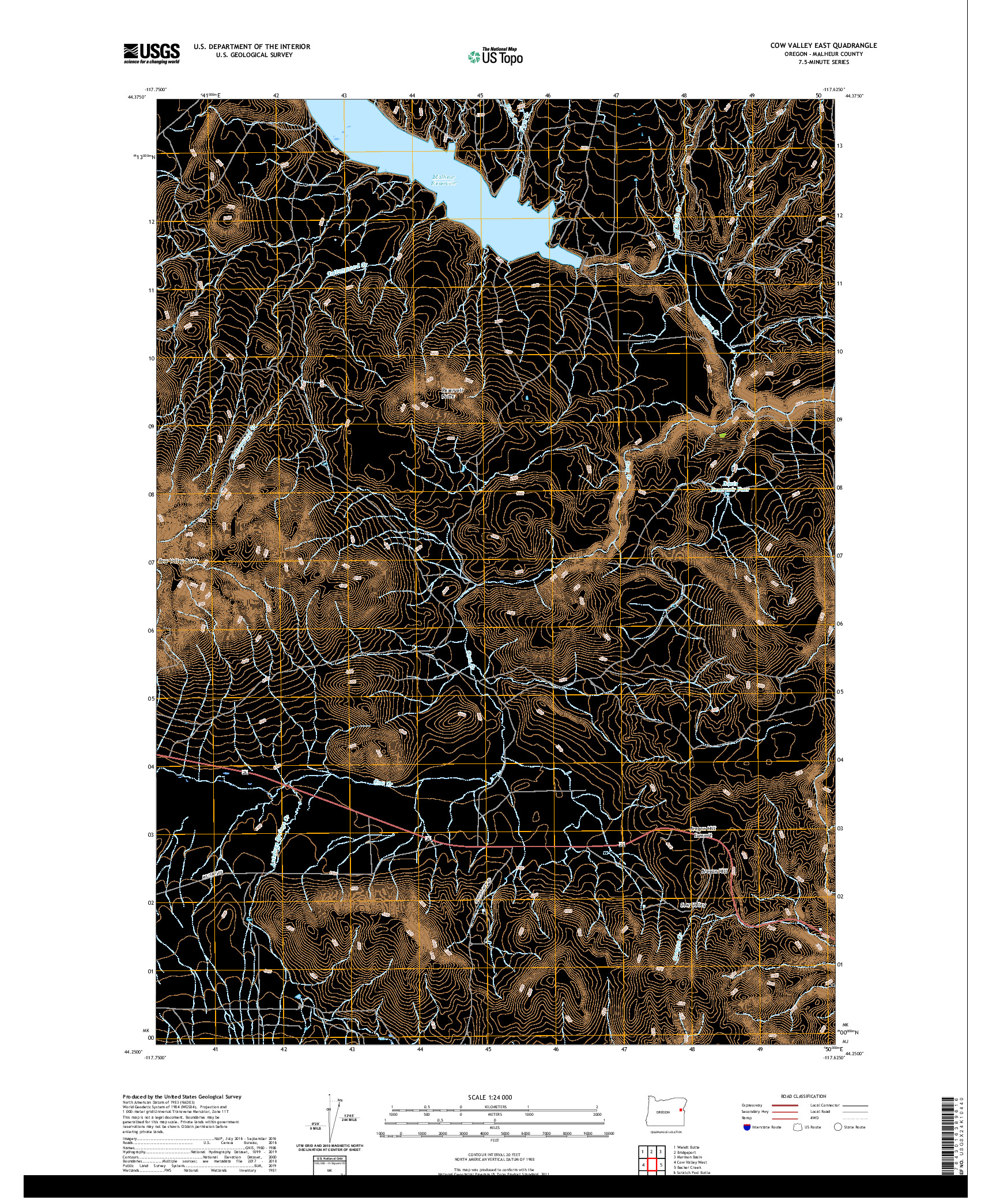 USGS US TOPO 7.5-MINUTE MAP FOR COW VALLEY EAST, OR 2020
