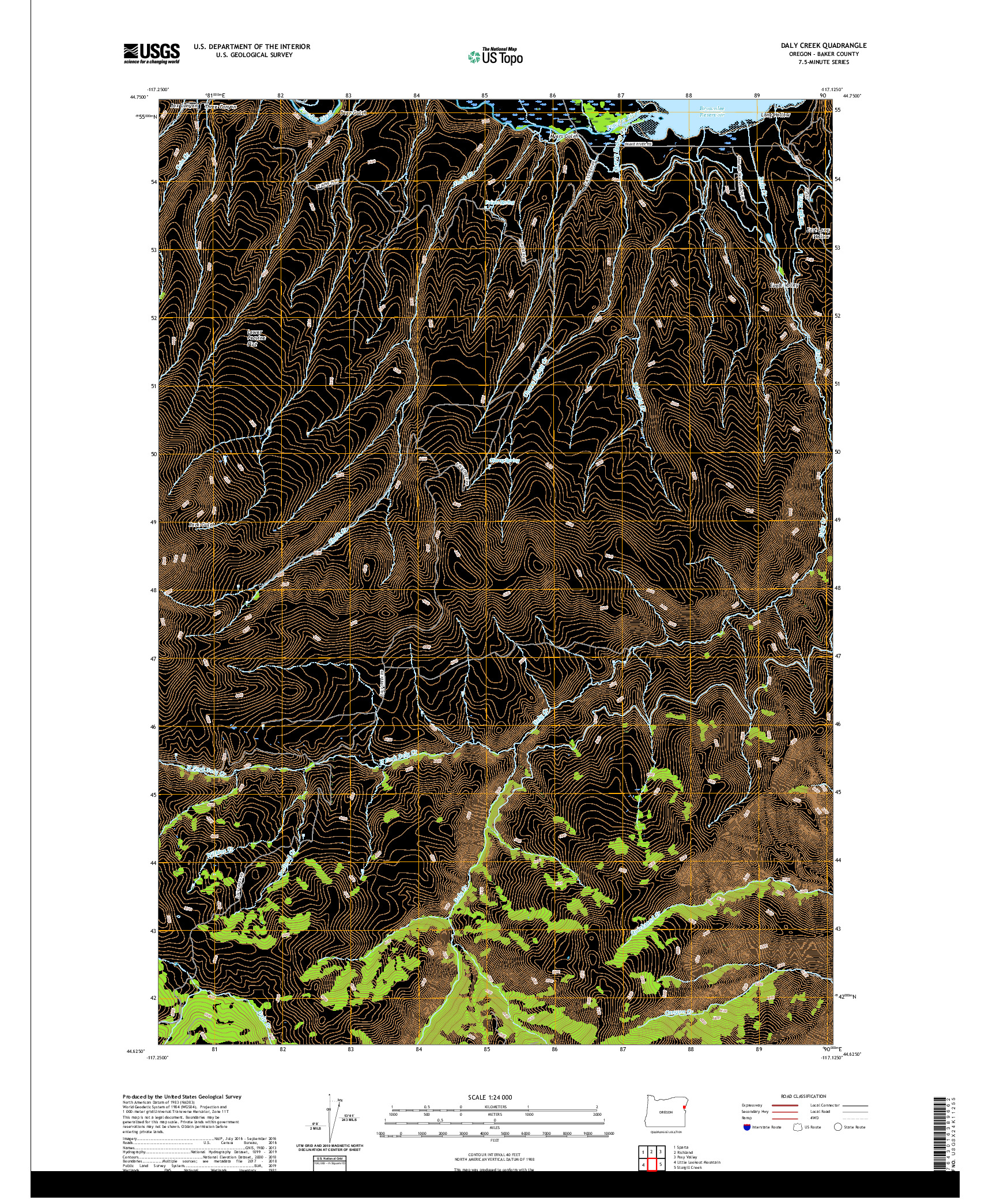 USGS US TOPO 7.5-MINUTE MAP FOR DALY CREEK, OR 2020