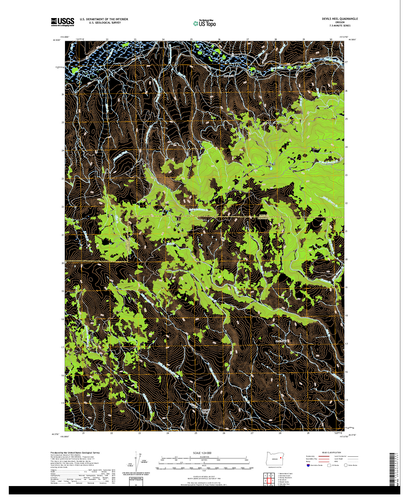 USGS US TOPO 7.5-MINUTE MAP FOR DEVILS HEEL, OR 2020