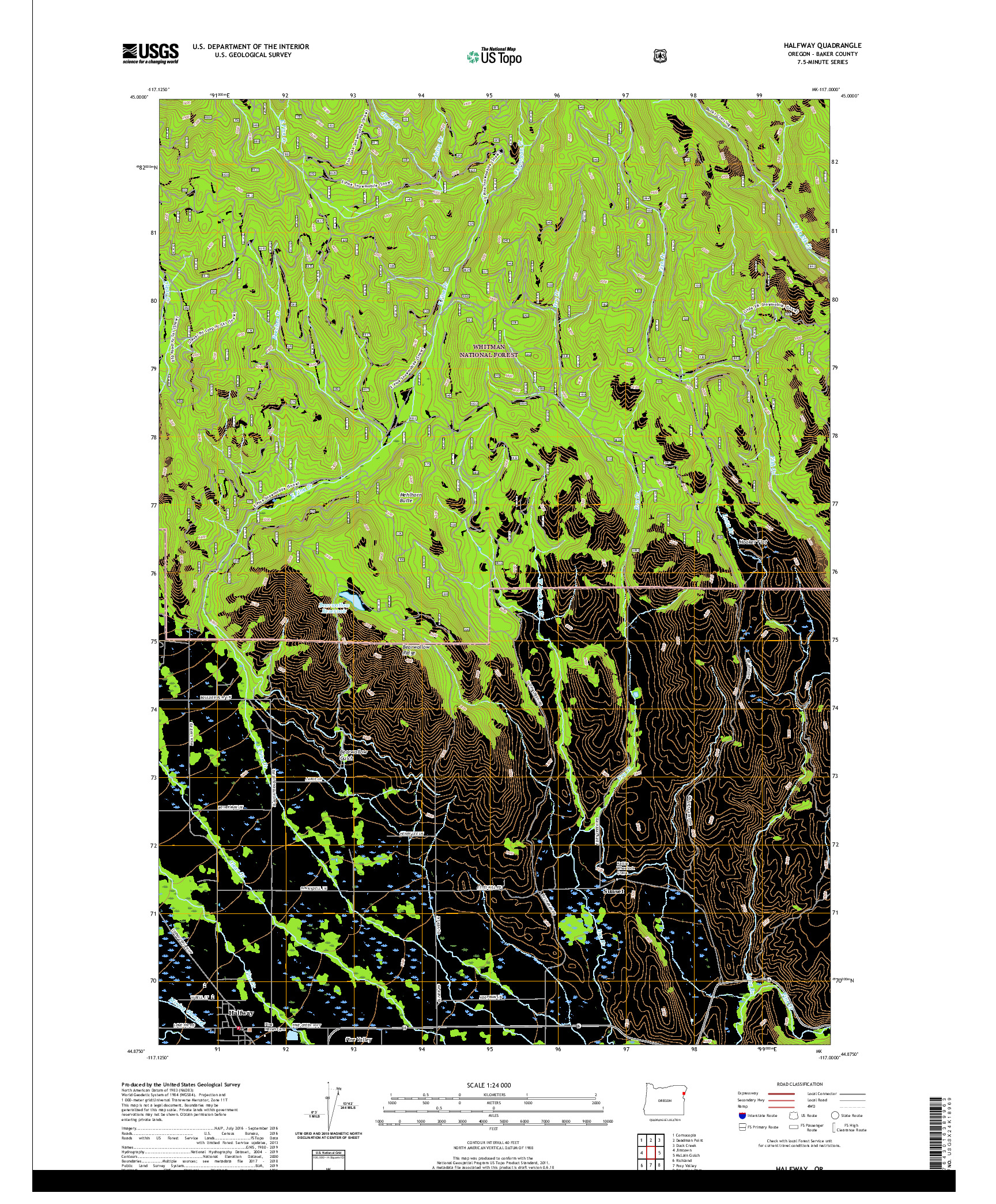 USGS US TOPO 7.5-MINUTE MAP FOR HALFWAY, OR 2020