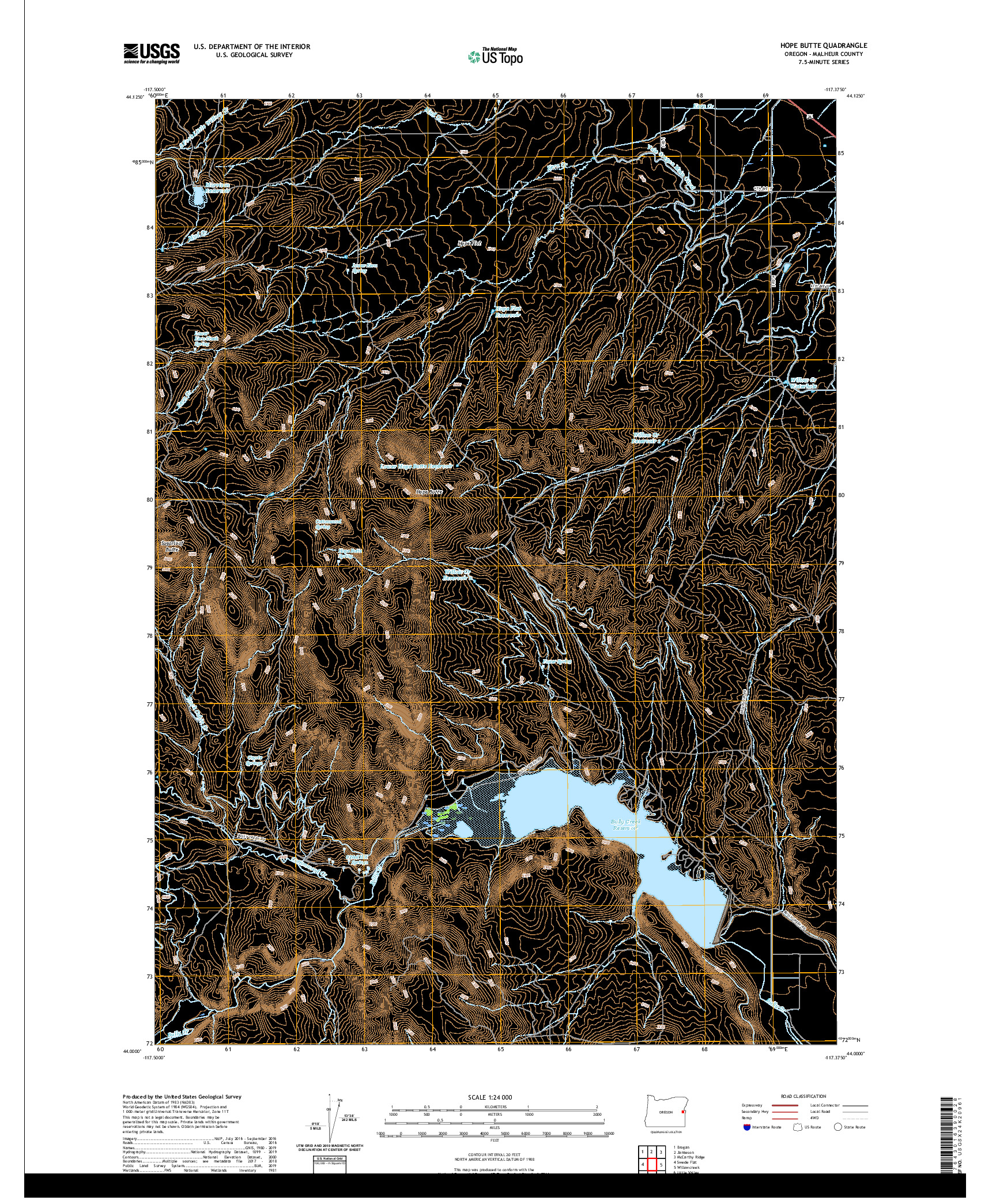 USGS US TOPO 7.5-MINUTE MAP FOR HOPE BUTTE, OR 2020