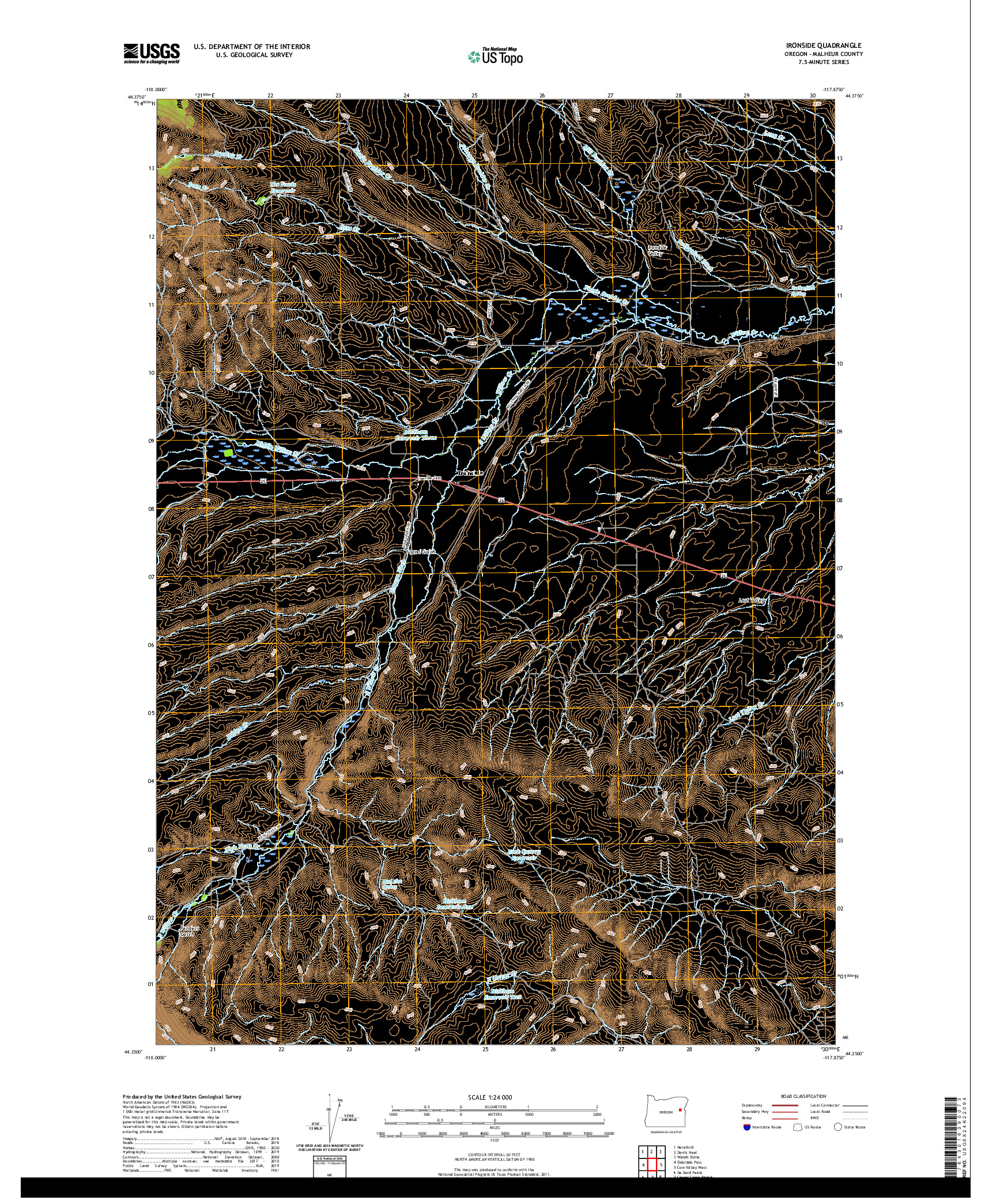 USGS US TOPO 7.5-MINUTE MAP FOR IRONSIDE, OR 2020