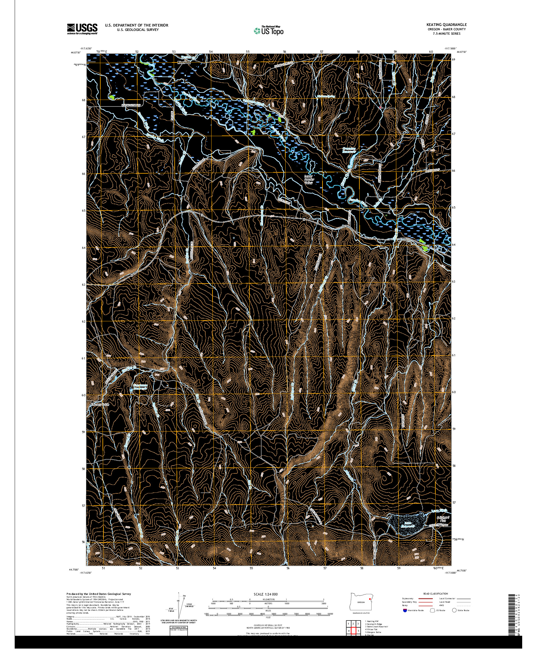 USGS US TOPO 7.5-MINUTE MAP FOR KEATING, OR 2020