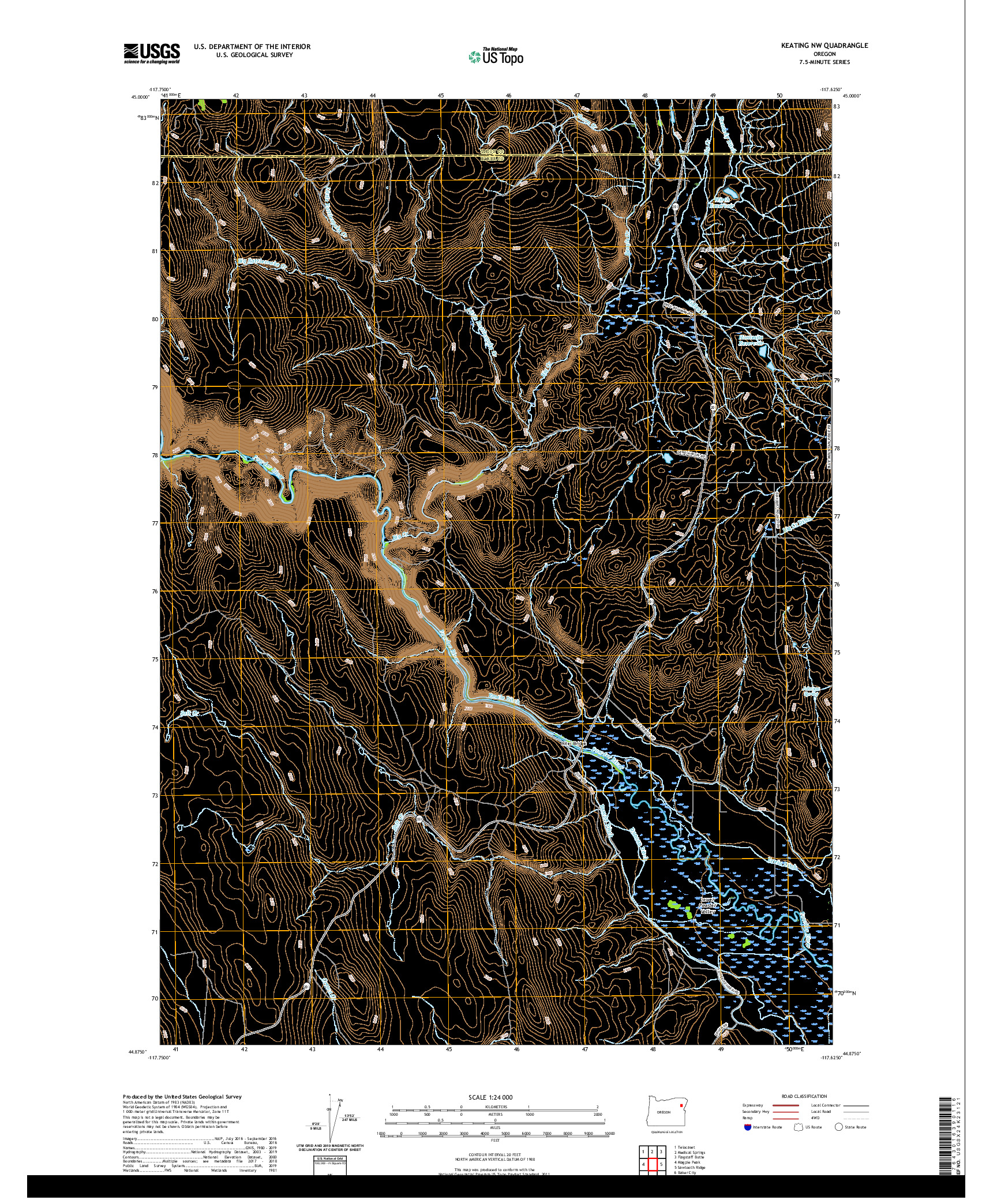 USGS US TOPO 7.5-MINUTE MAP FOR KEATING NW, OR 2020