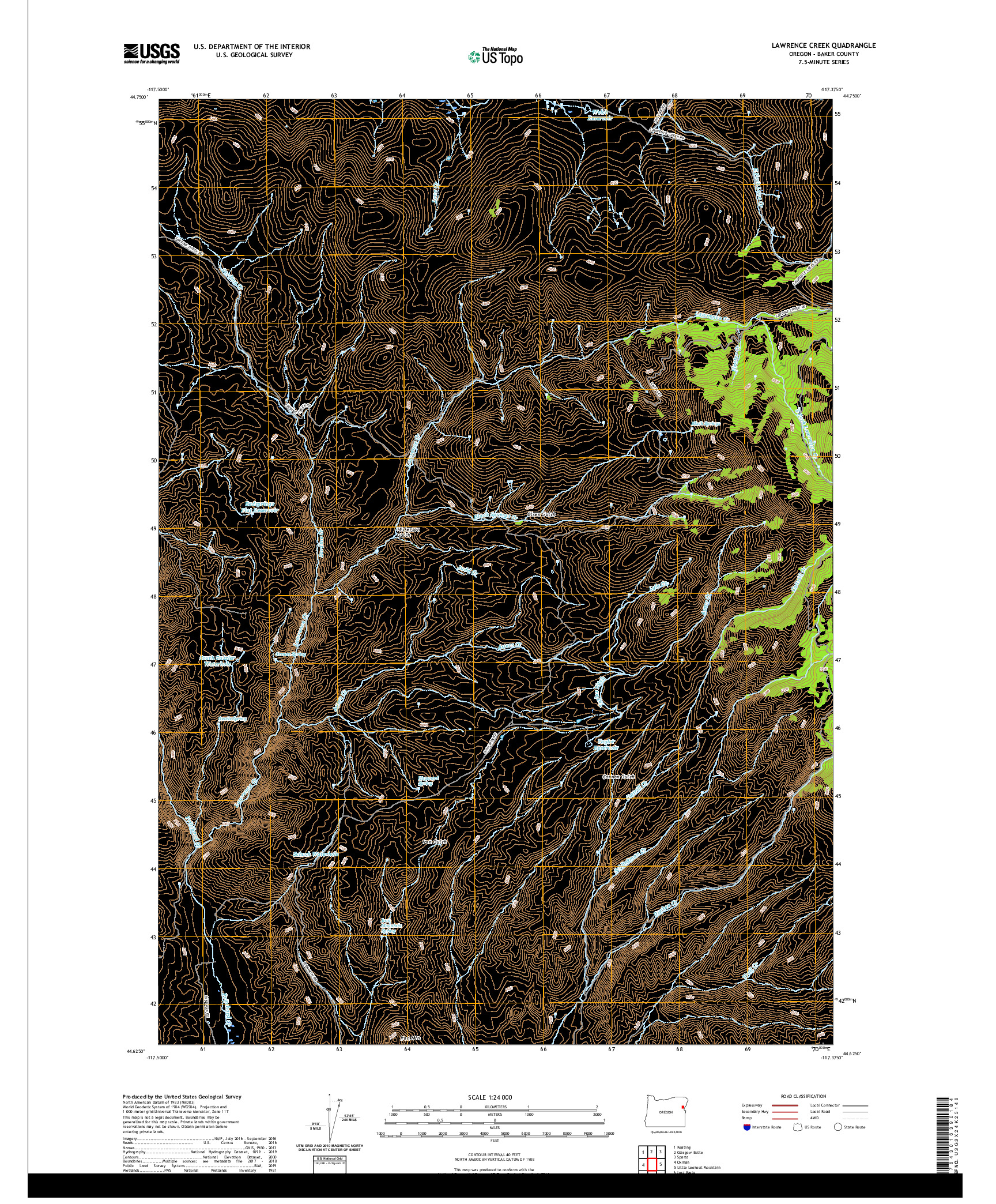 USGS US TOPO 7.5-MINUTE MAP FOR LAWRENCE CREEK, OR 2020