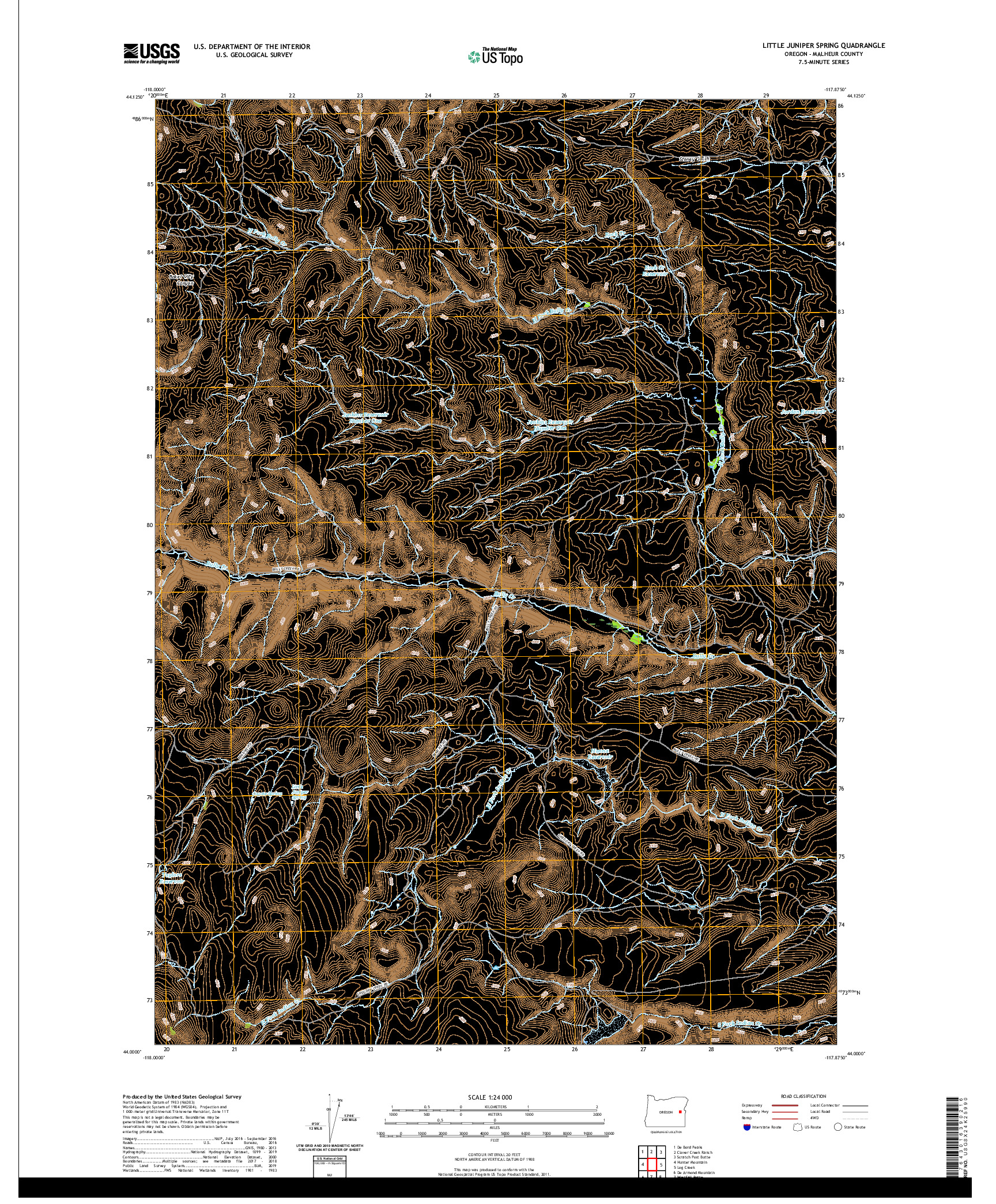 USGS US TOPO 7.5-MINUTE MAP FOR LITTLE JUNIPER SPRING, OR 2020