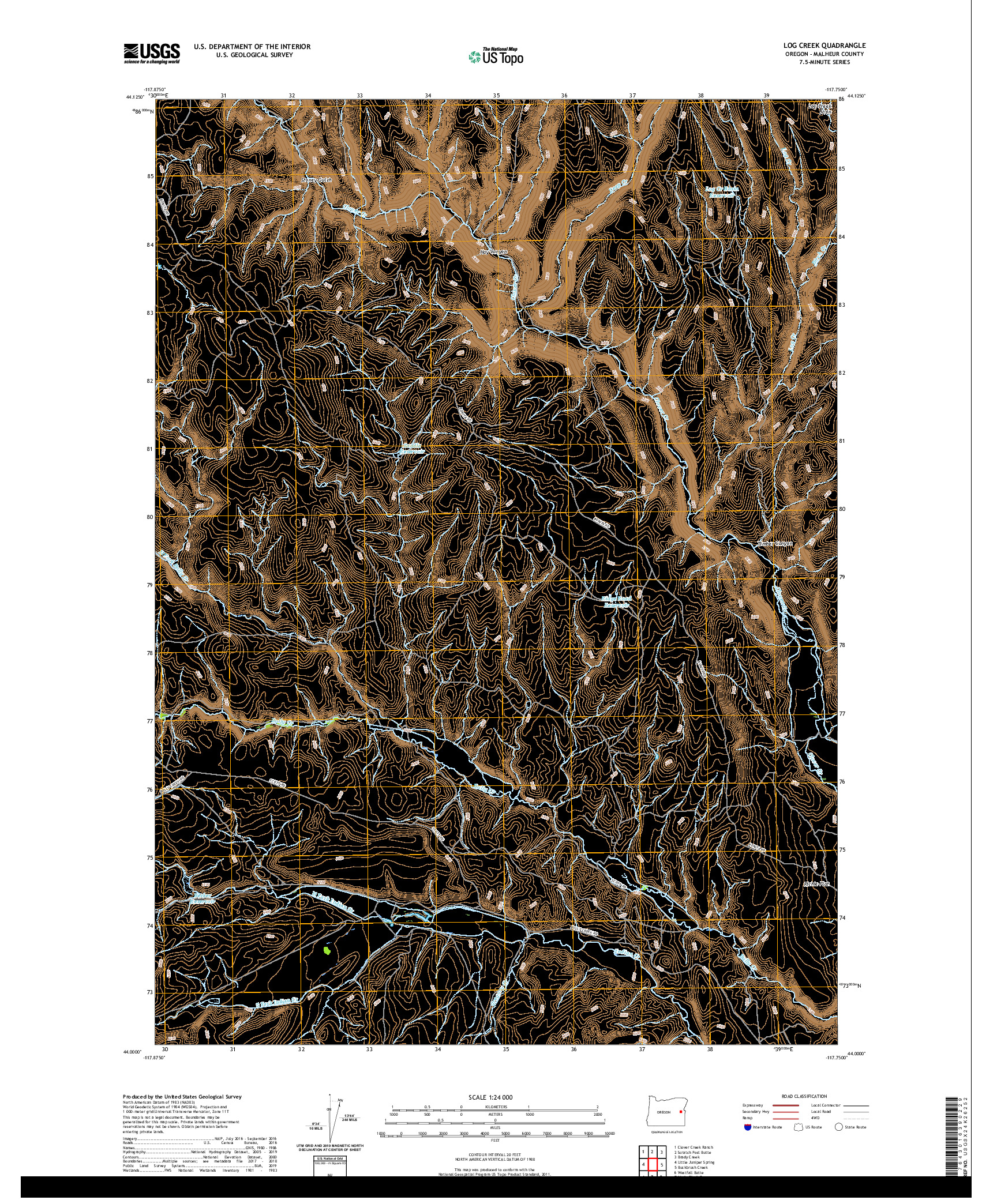 USGS US TOPO 7.5-MINUTE MAP FOR LOG CREEK, OR 2020