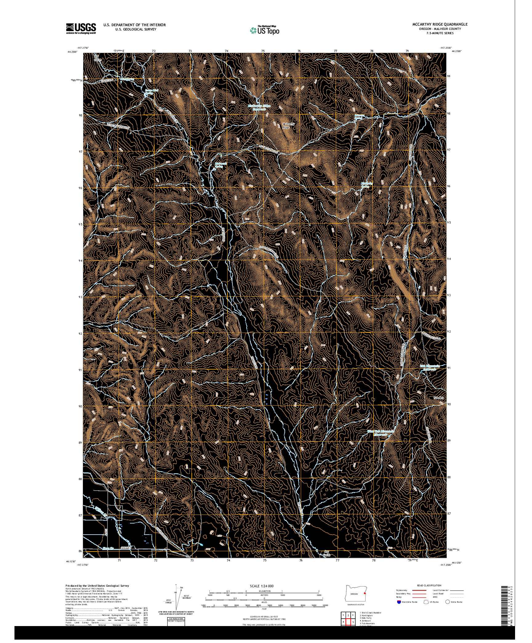 USGS US TOPO 7.5-MINUTE MAP FOR MCCARTHY RIDGE, OR 2020