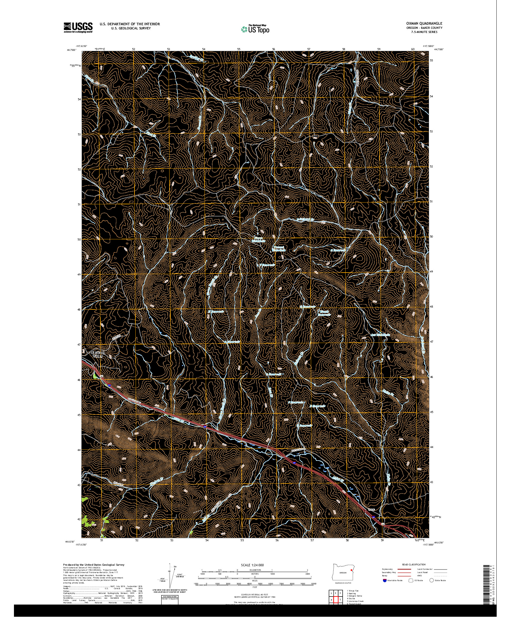 USGS US TOPO 7.5-MINUTE MAP FOR OXMAN, OR 2020