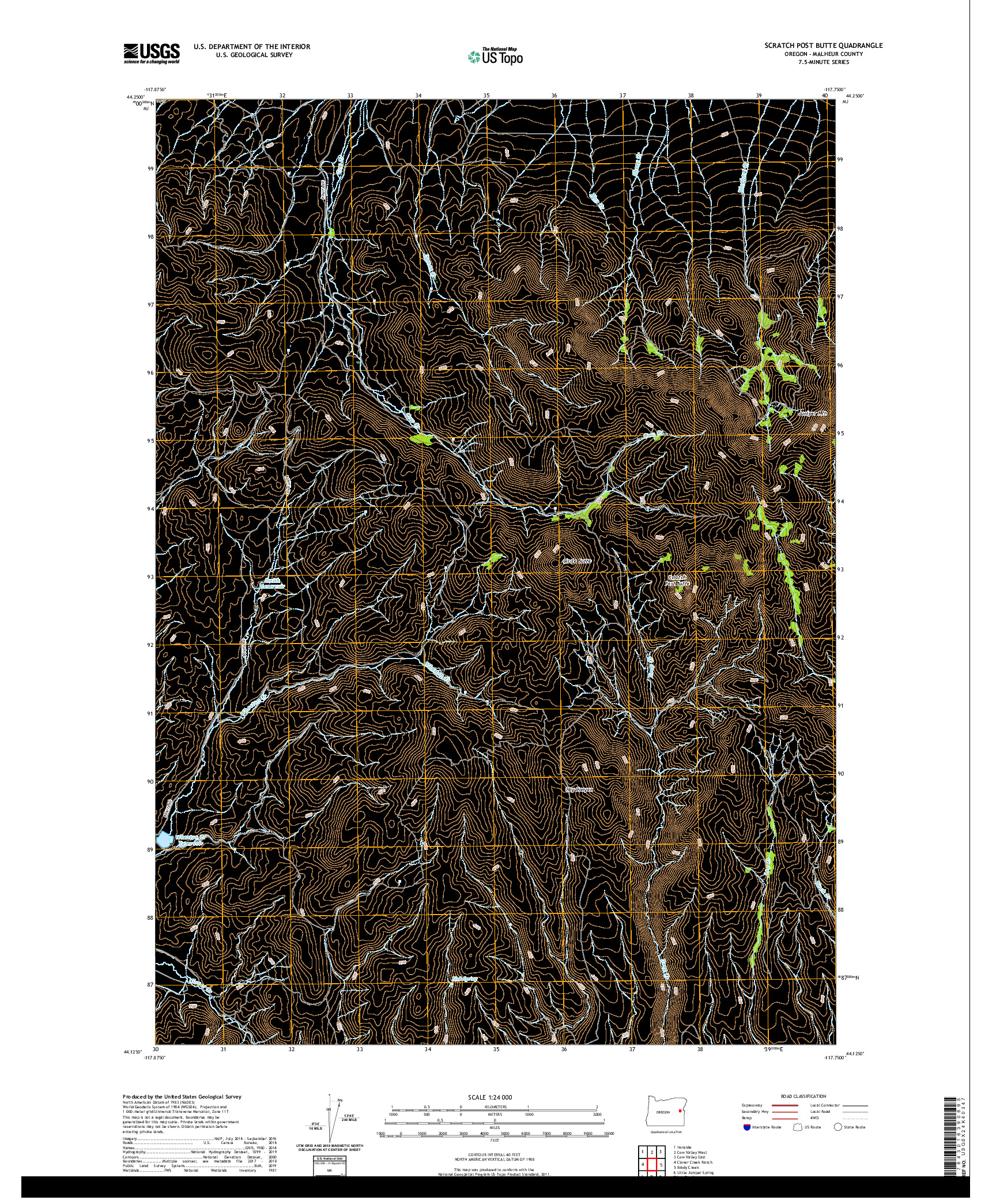 USGS US TOPO 7.5-MINUTE MAP FOR SCRATCH POST BUTTE, OR 2020