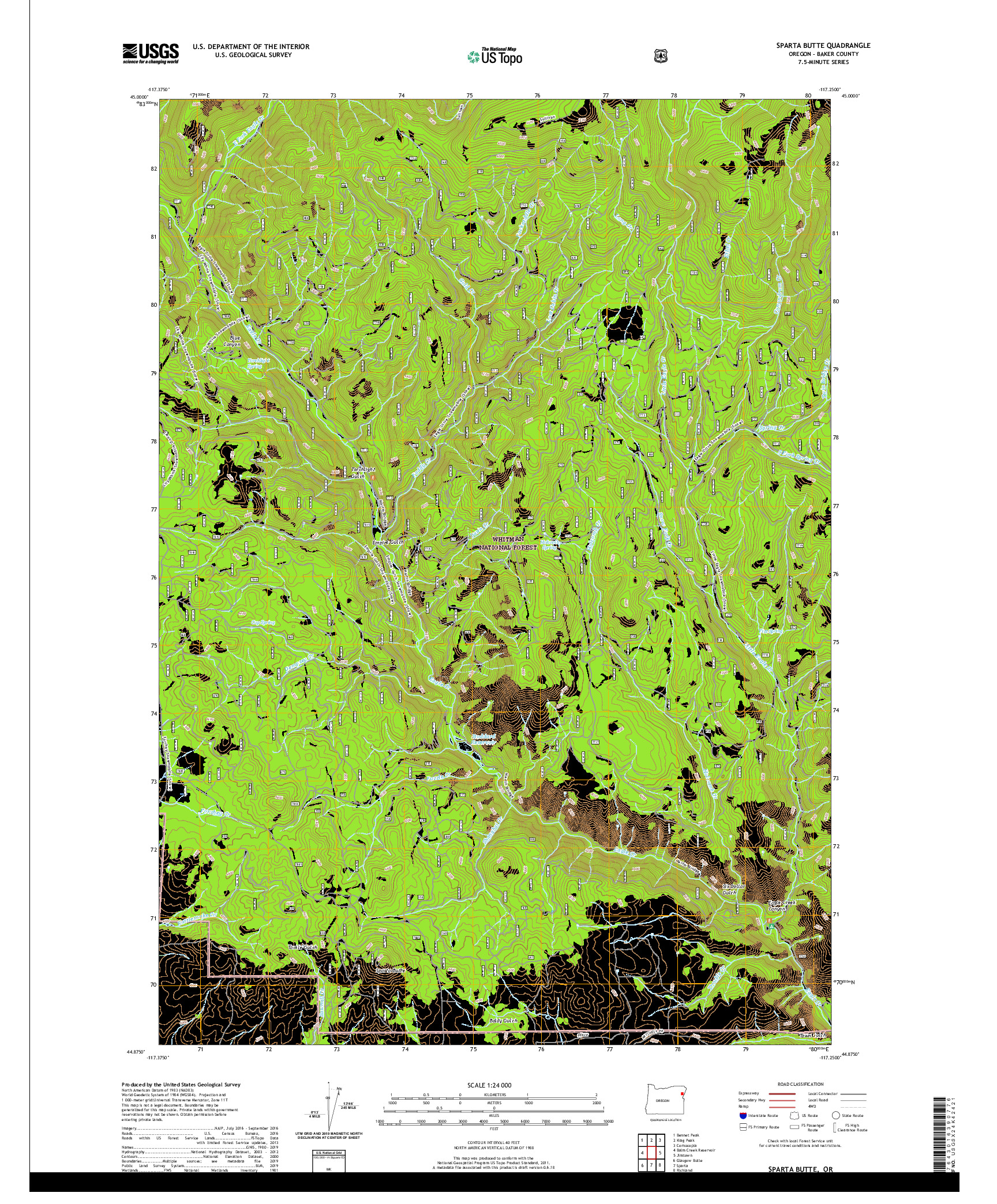 USGS US TOPO 7.5-MINUTE MAP FOR SPARTA BUTTE, OR 2020