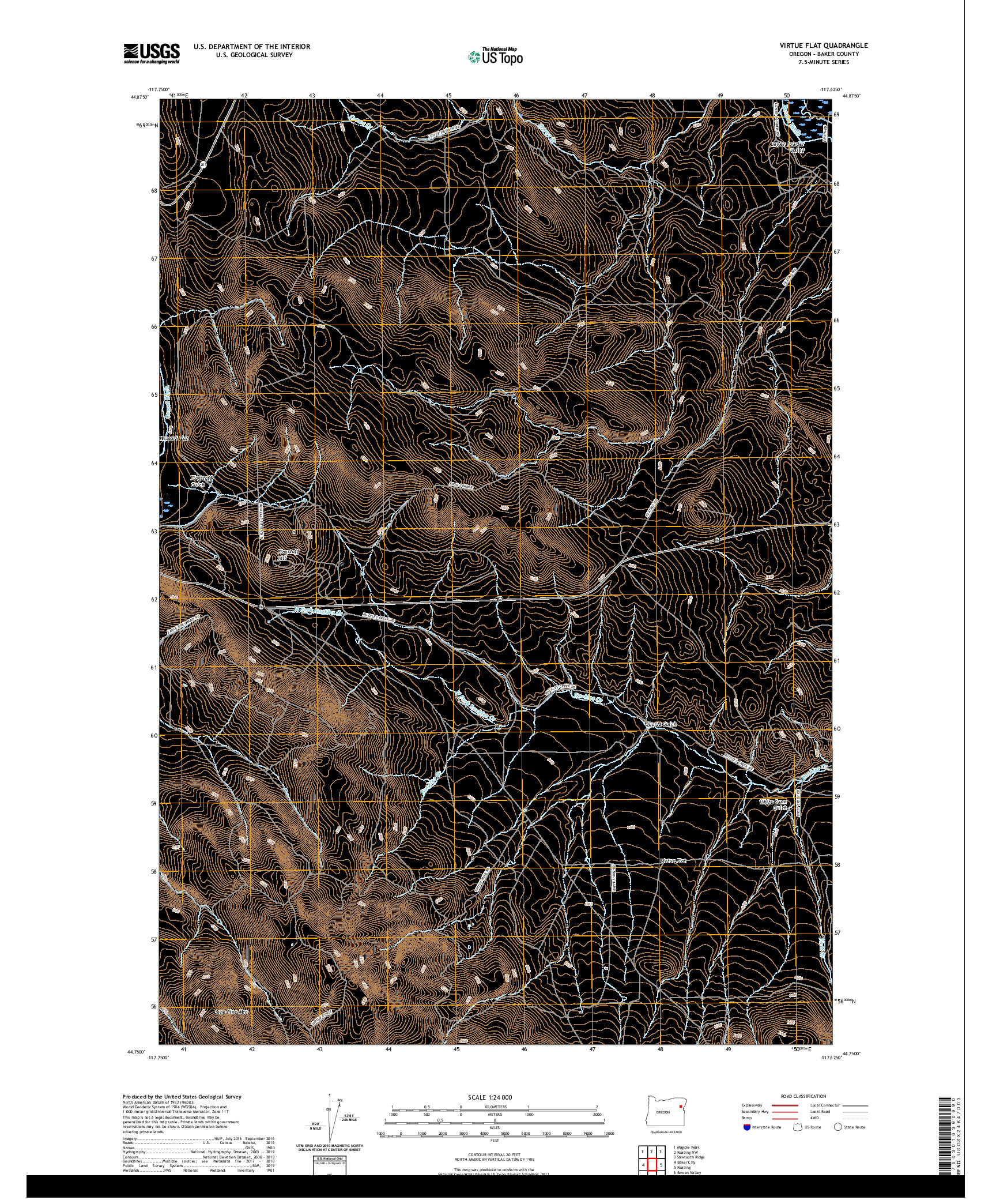 USGS US TOPO 7.5-MINUTE MAP FOR VIRTUE FLAT, OR 2020