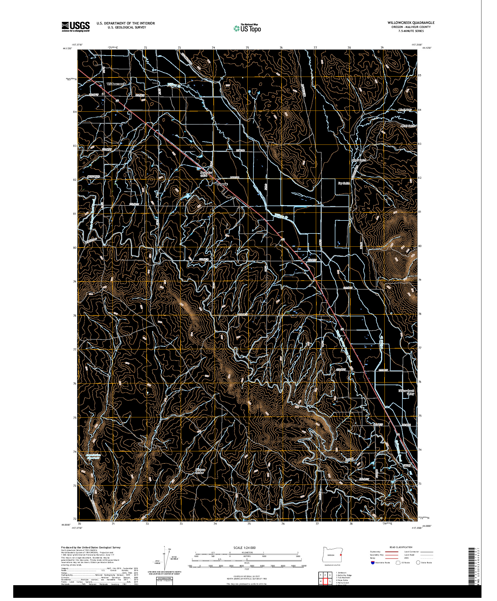USGS US TOPO 7.5-MINUTE MAP FOR WILLOWCREEK, OR 2020