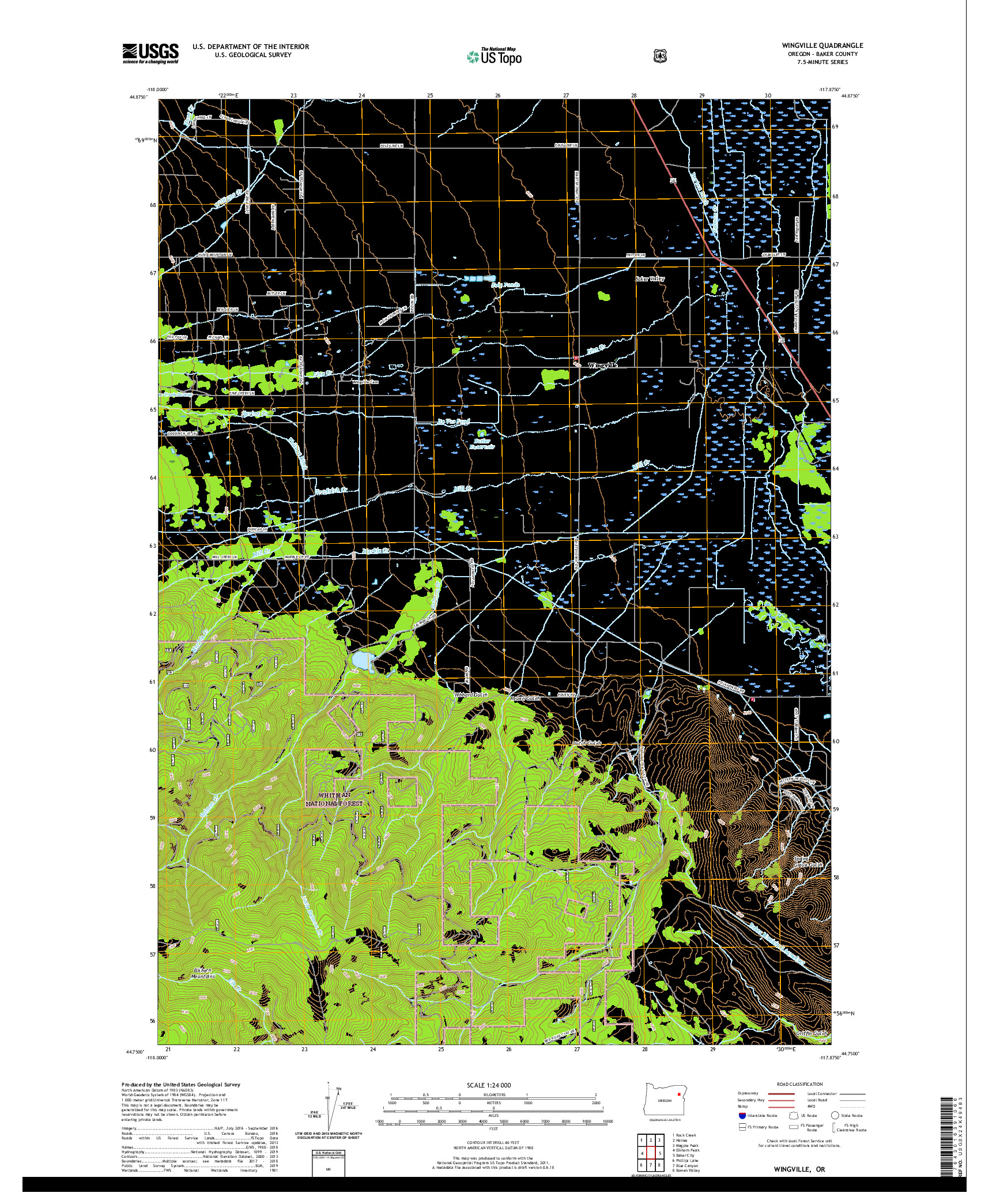 USGS US TOPO 7.5-MINUTE MAP FOR WINGVILLE, OR 2020