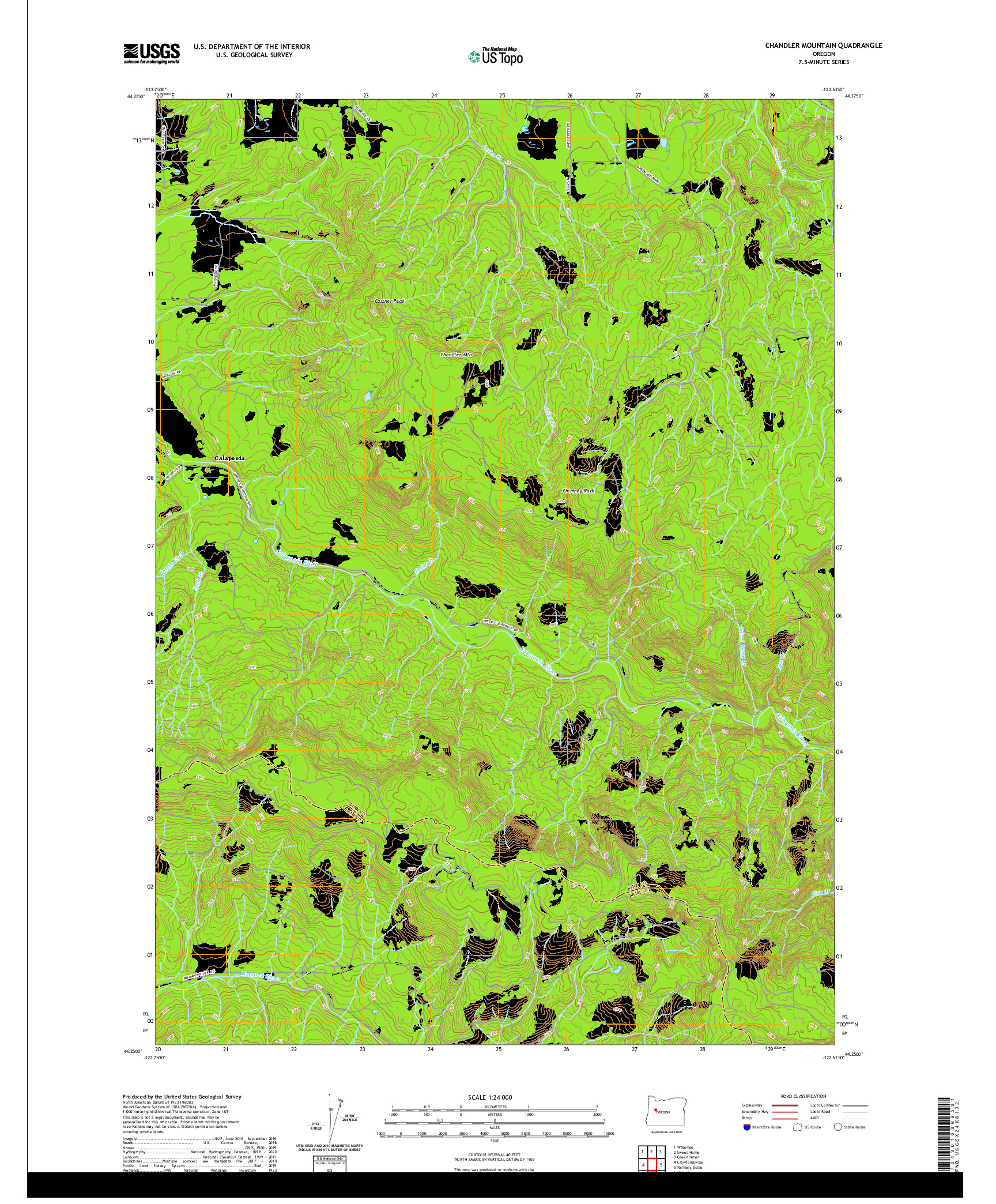 USGS US TOPO 7.5-MINUTE MAP FOR CHANDLER MOUNTAIN, OR 2020