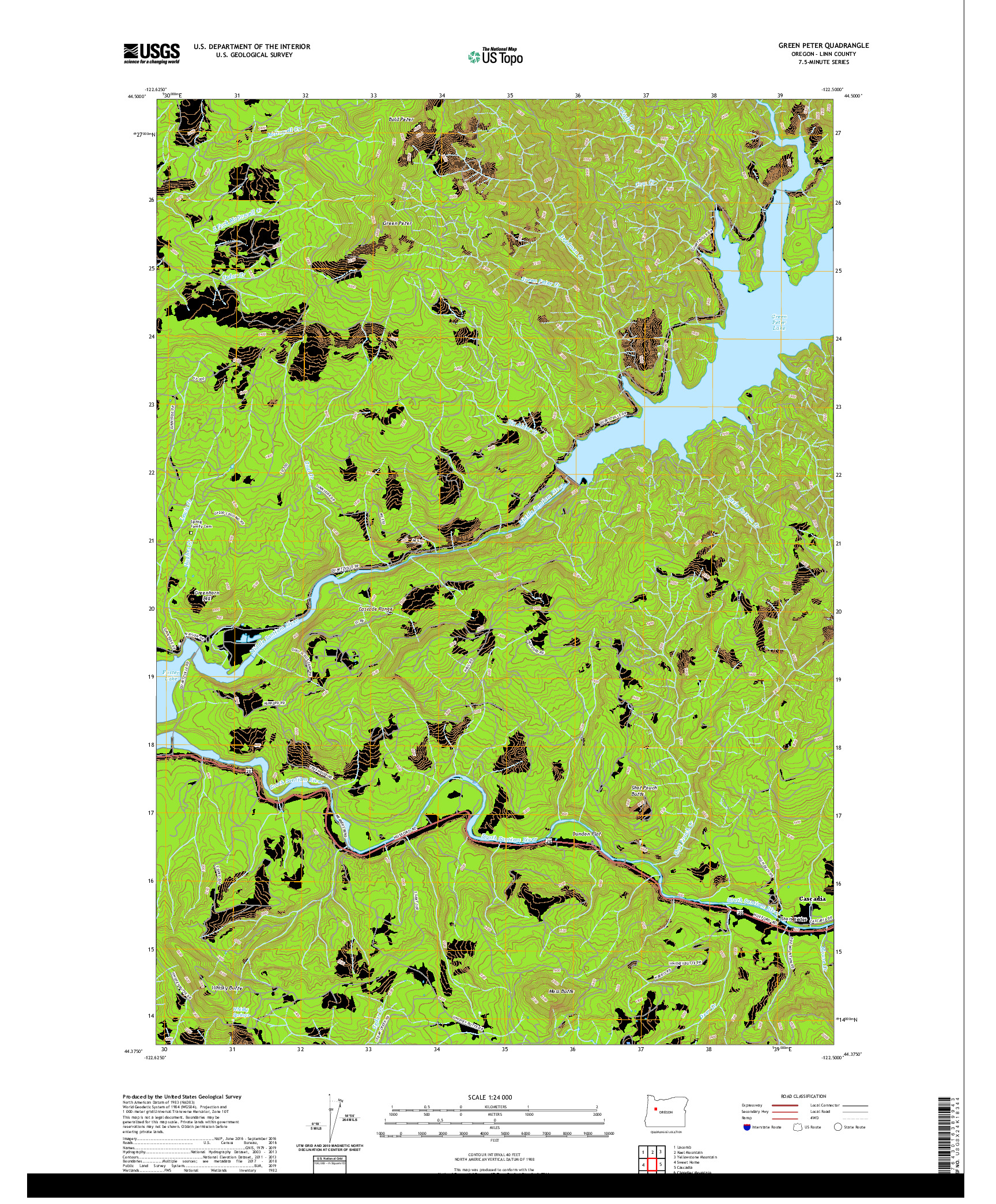 USGS US TOPO 7.5-MINUTE MAP FOR GREEN PETER, OR 2020