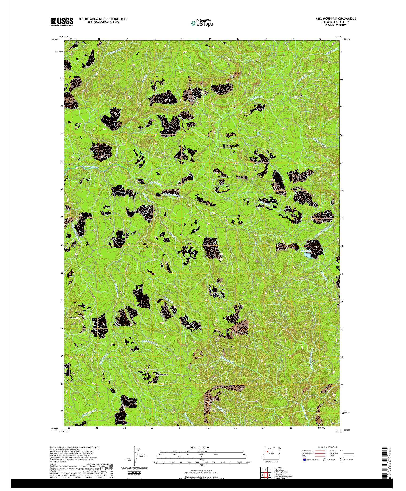 USGS US TOPO 7.5-MINUTE MAP FOR KEEL MOUNTAIN, OR 2020