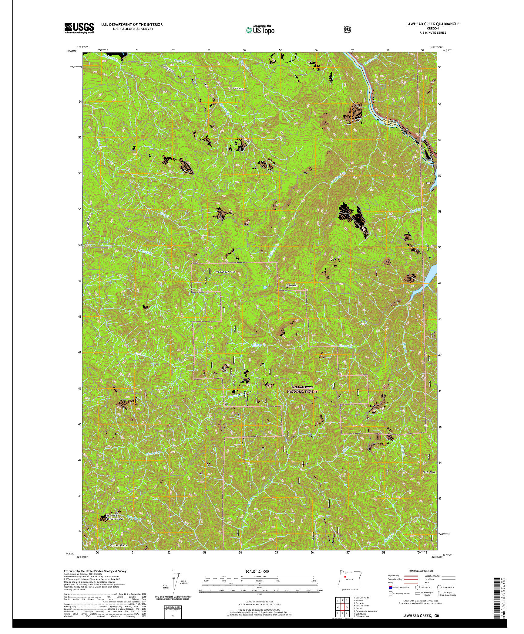 USGS US TOPO 7.5-MINUTE MAP FOR LAWHEAD CREEK, OR 2020