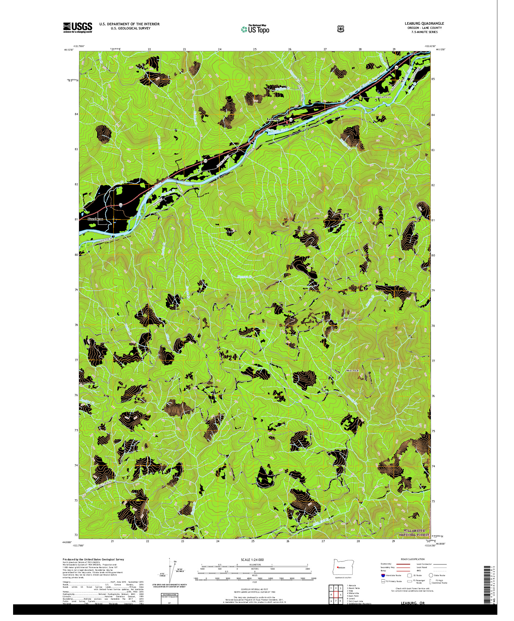 USGS US TOPO 7.5-MINUTE MAP FOR LEABURG, OR 2020