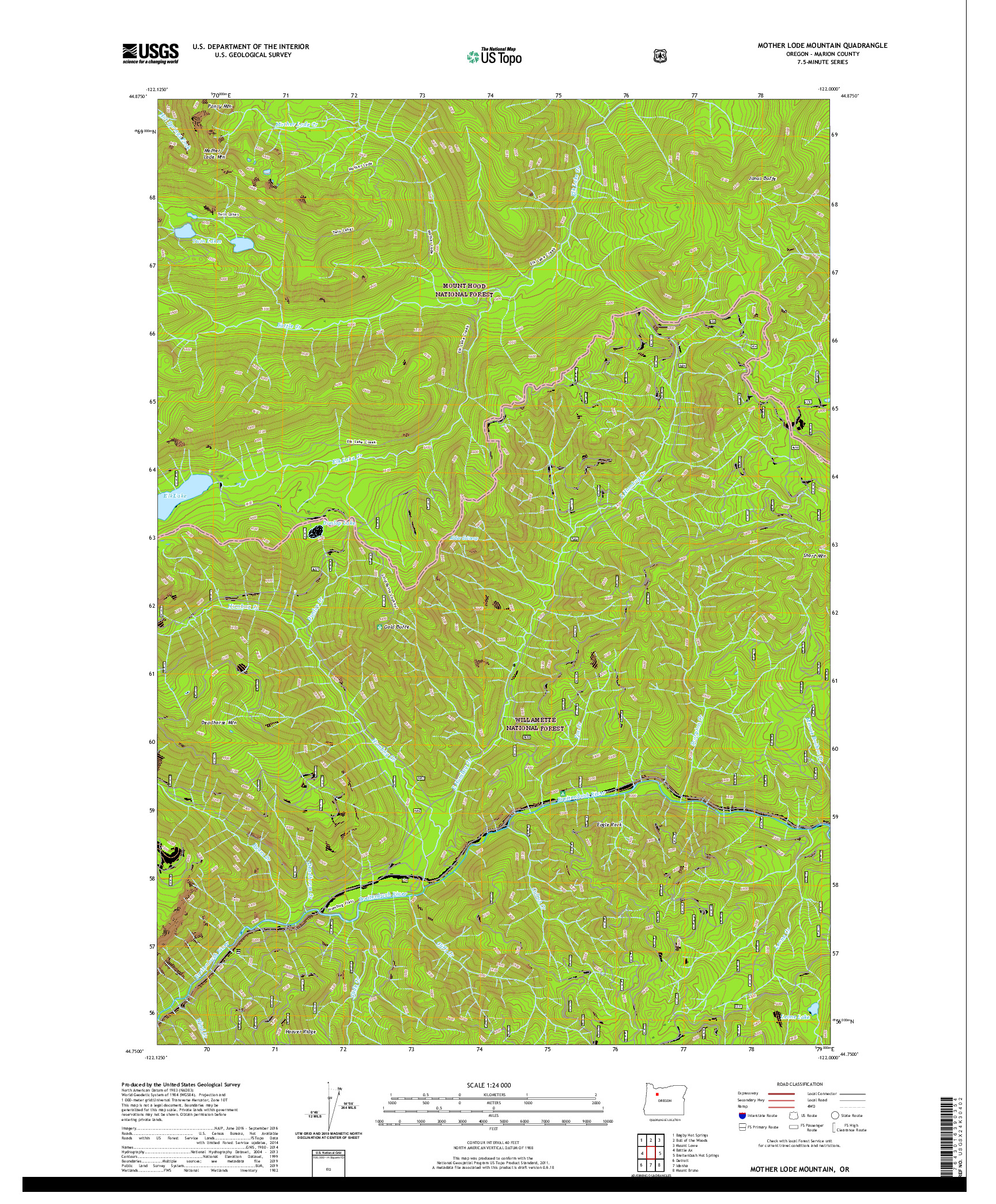 USGS US TOPO 7.5-MINUTE MAP FOR MOTHER LODE MOUNTAIN, OR 2020