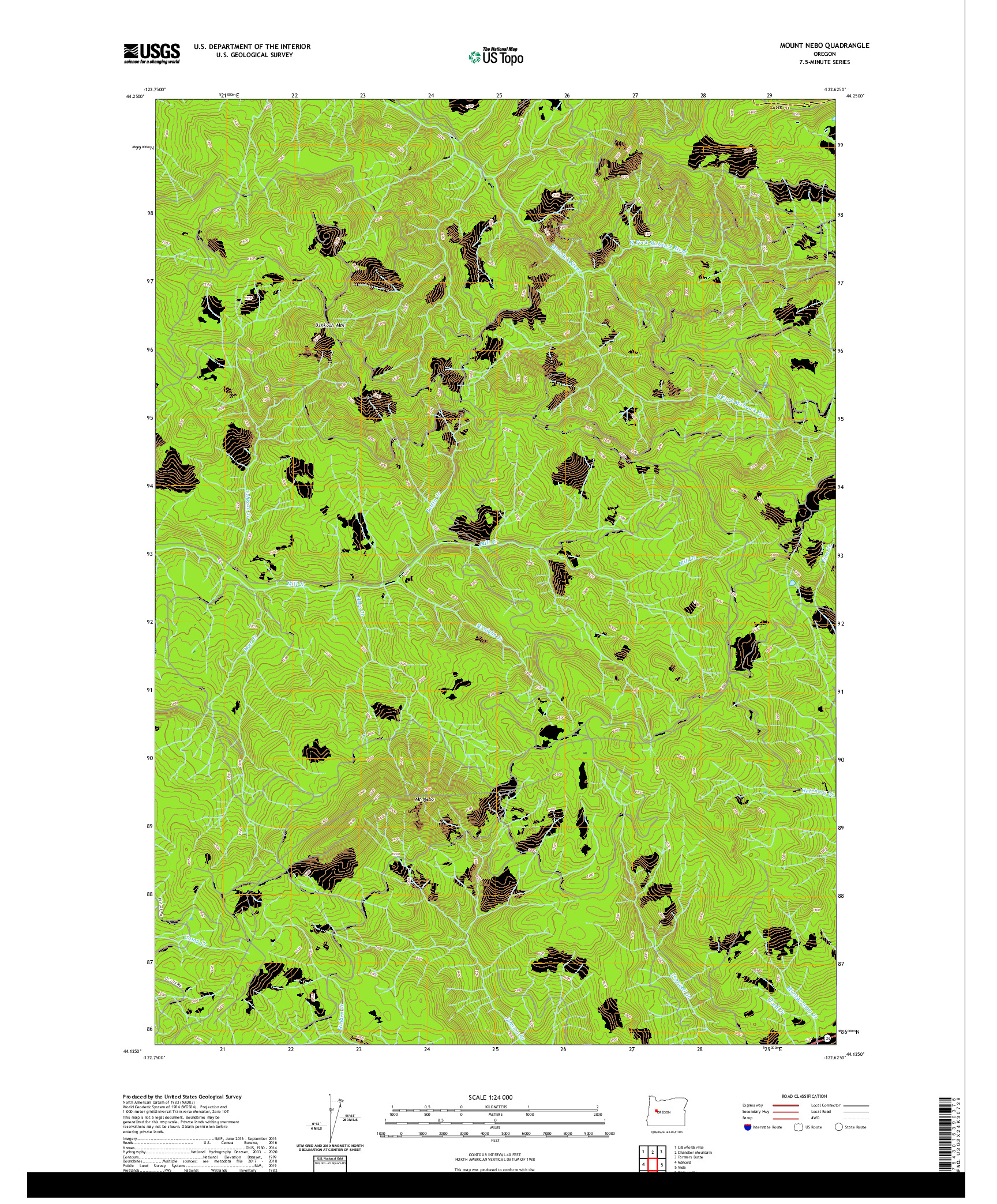 USGS US TOPO 7.5-MINUTE MAP FOR MOUNT NEBO, OR 2020