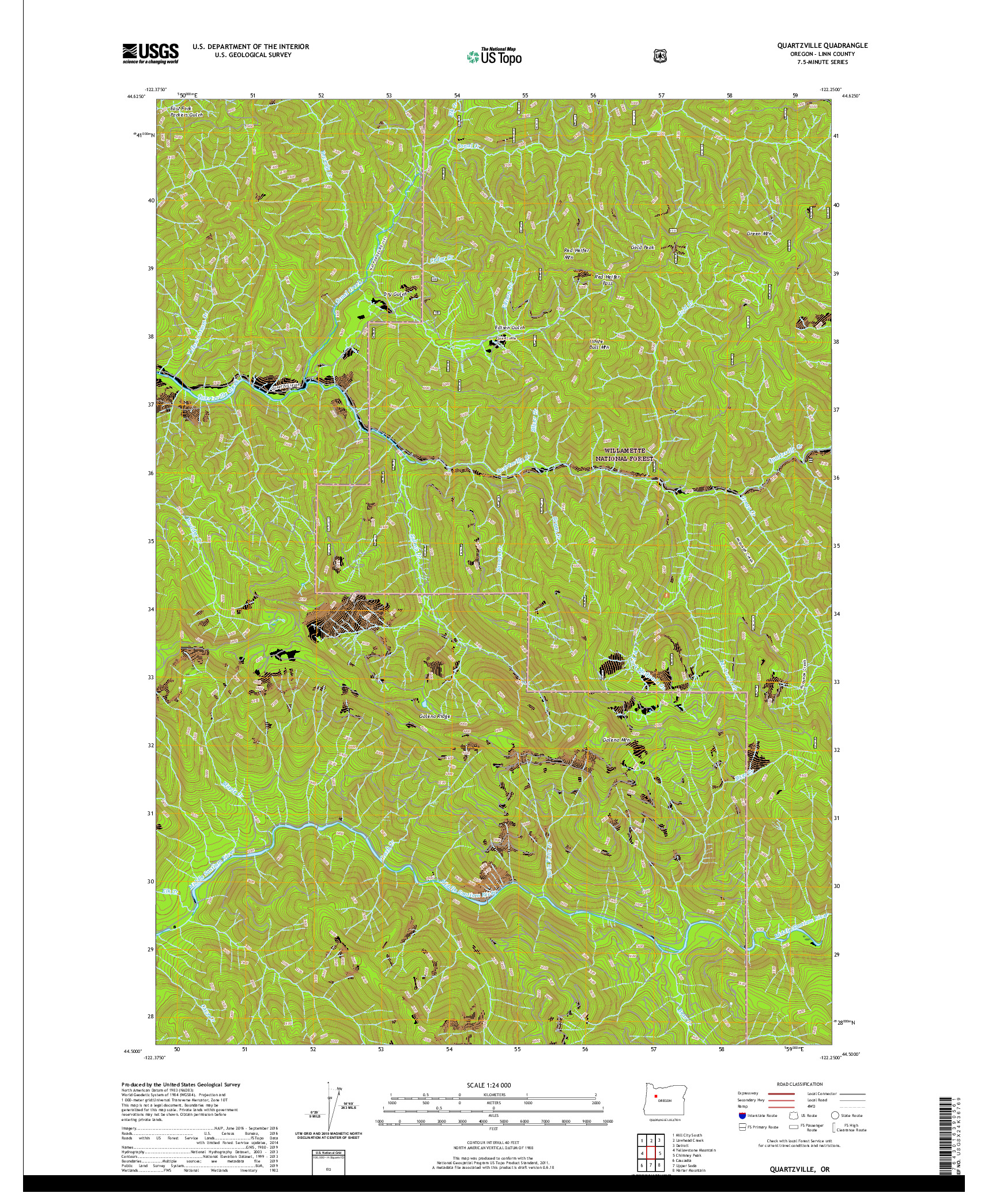 USGS US TOPO 7.5-MINUTE MAP FOR QUARTZVILLE, OR 2020