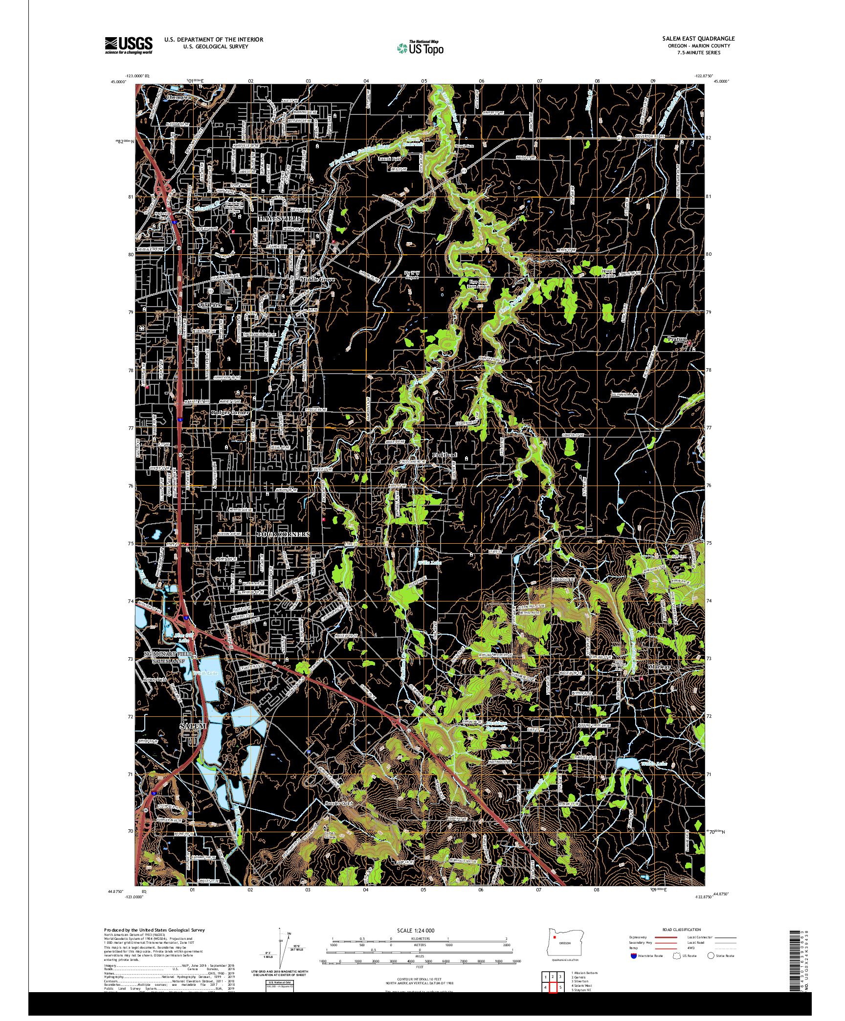 USGS US TOPO 7.5-MINUTE MAP FOR SALEM EAST, OR 2020