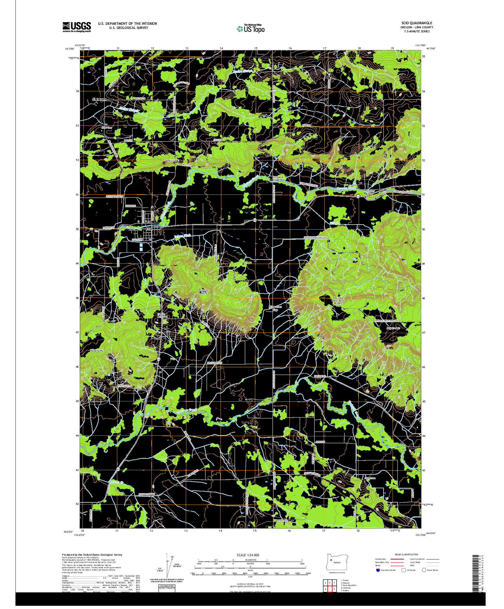 USGS US TOPO 7.5-MINUTE MAP FOR SCIO, OR 2020