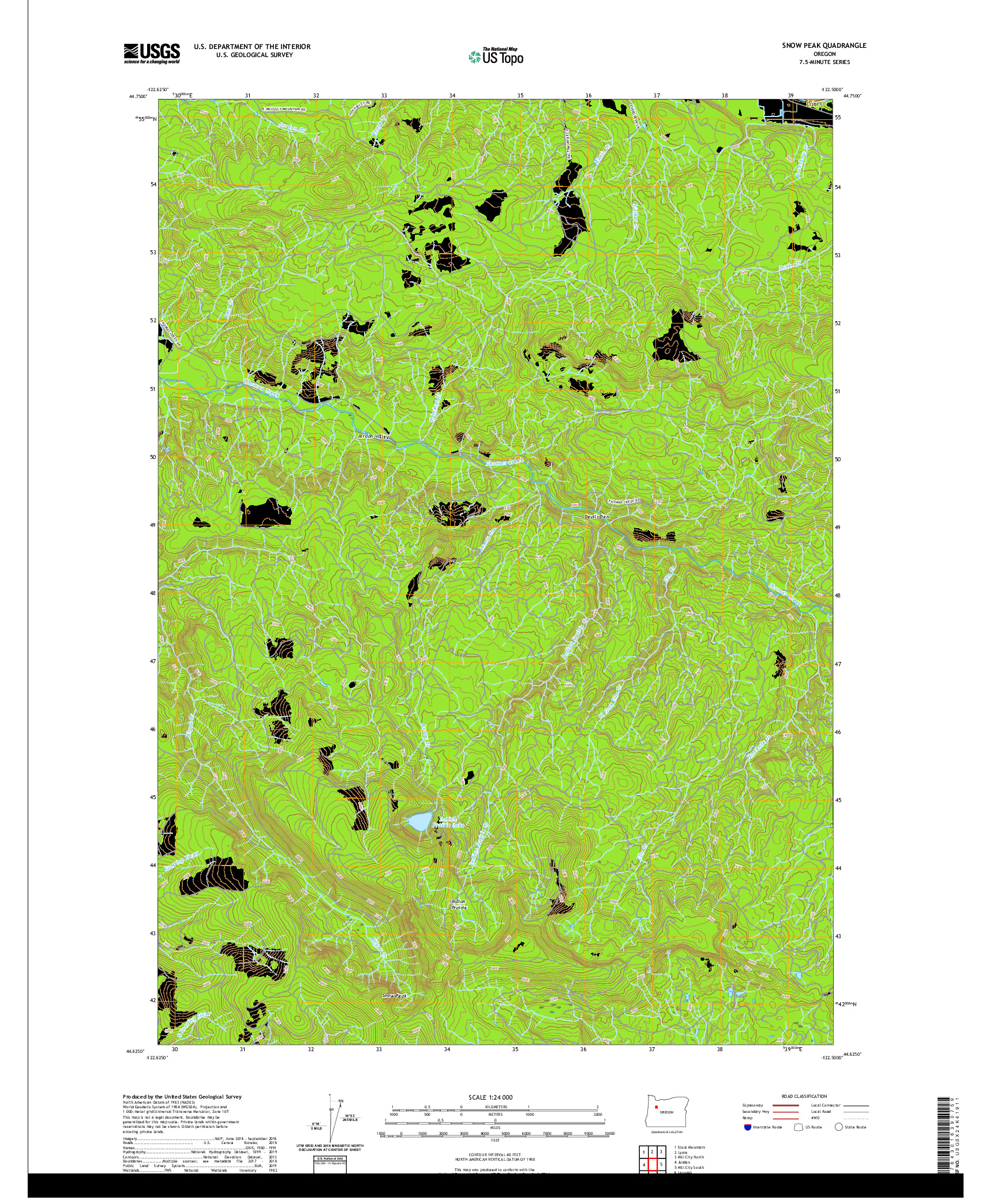 USGS US TOPO 7.5-MINUTE MAP FOR SNOW PEAK, OR 2020